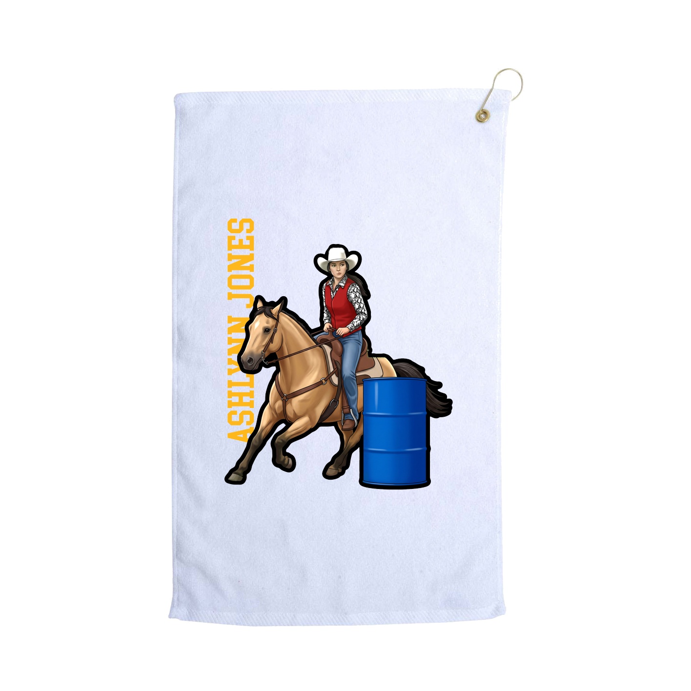 Golf Towel — Name Vertical in White