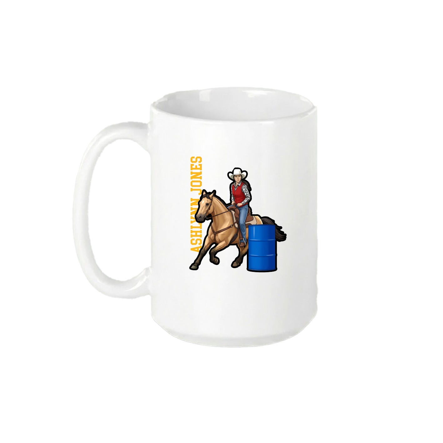 15oz Coffee Mug — Name Vertical in White