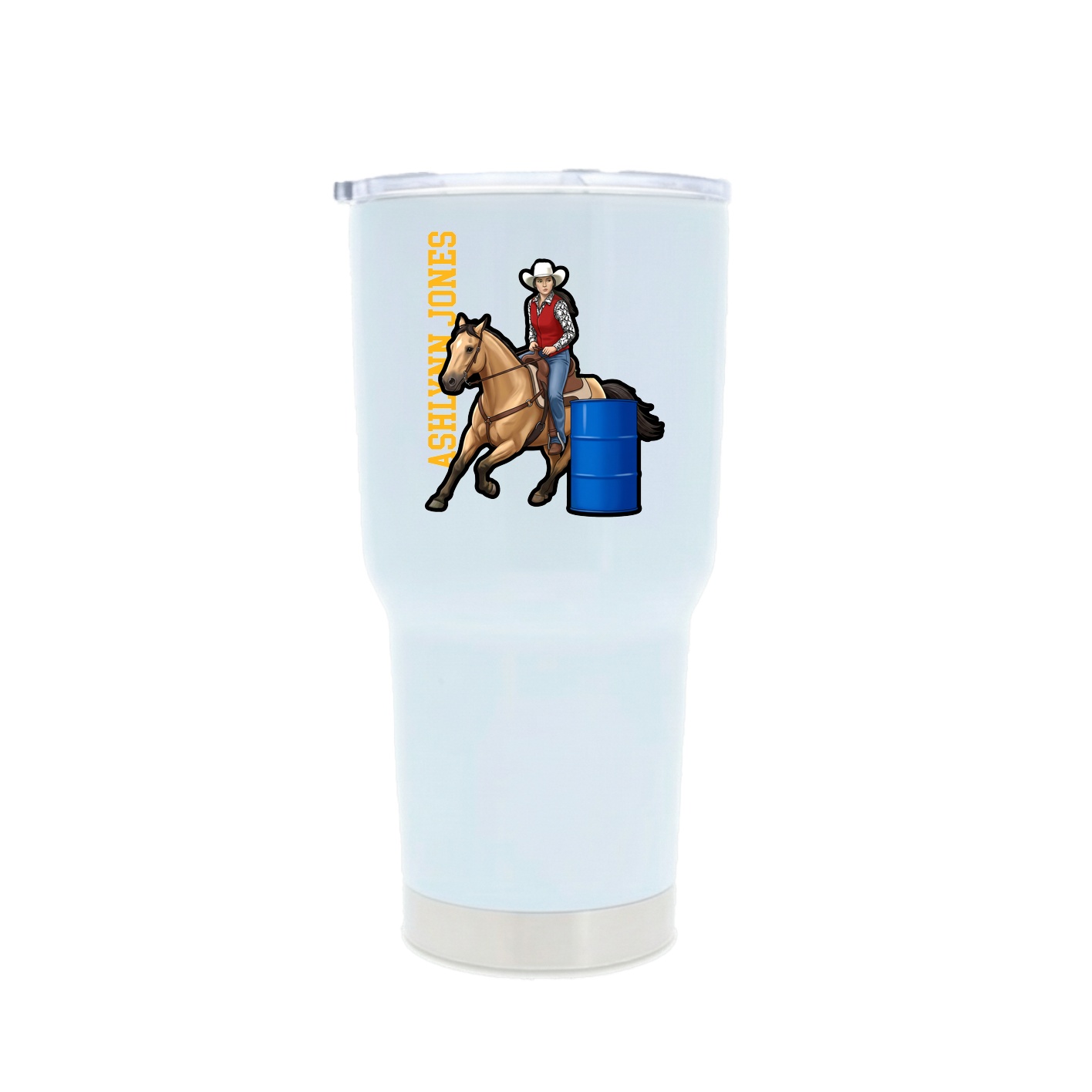 30oz Stainless Steel Tumbler — Name Vertical in White