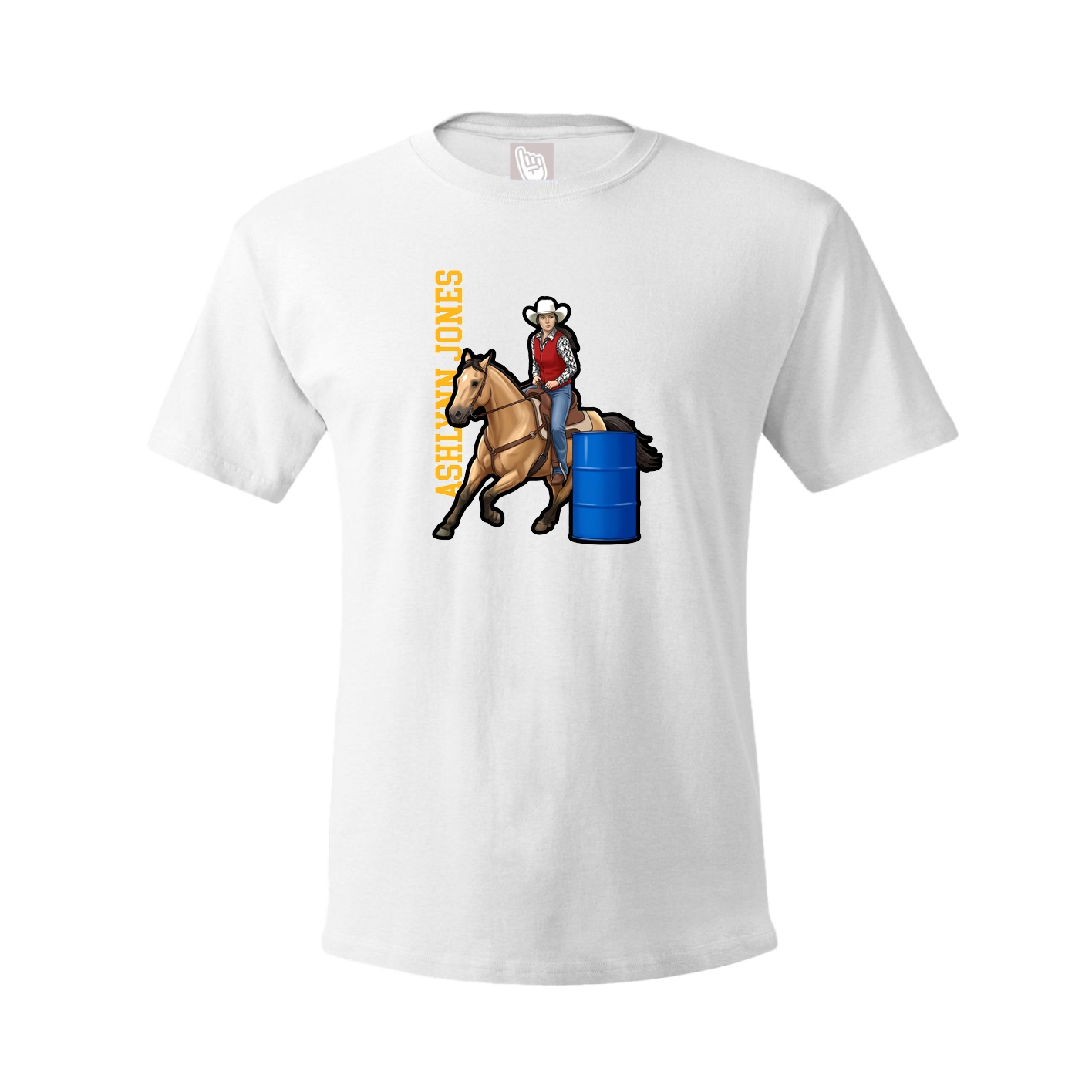 Tee — Name Vertical in White