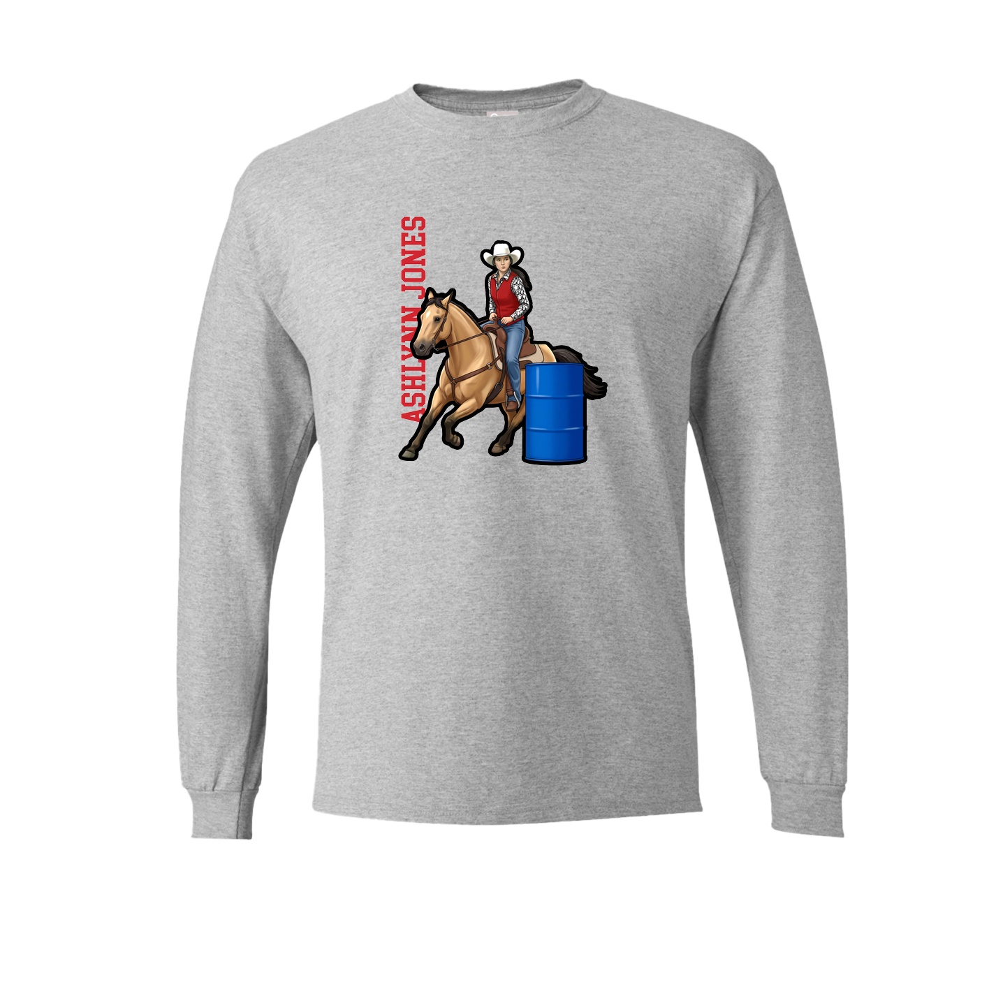 Long Sleeve Tee — Name Vertical in Grey