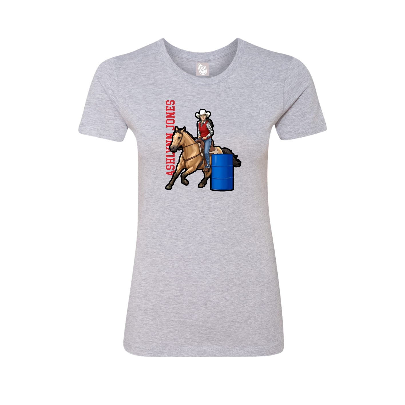 Womens Tee — Name Vertical in Grey