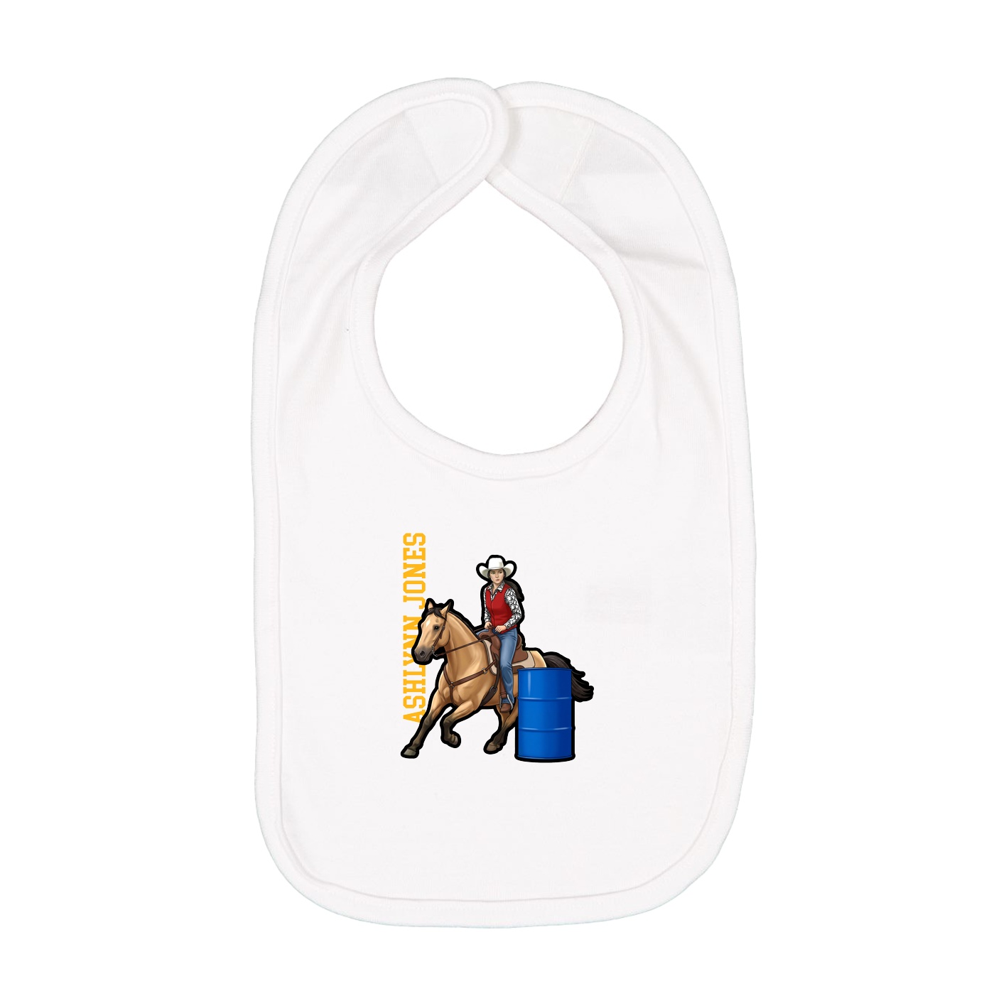 Infant Bib — Name Vertical in White