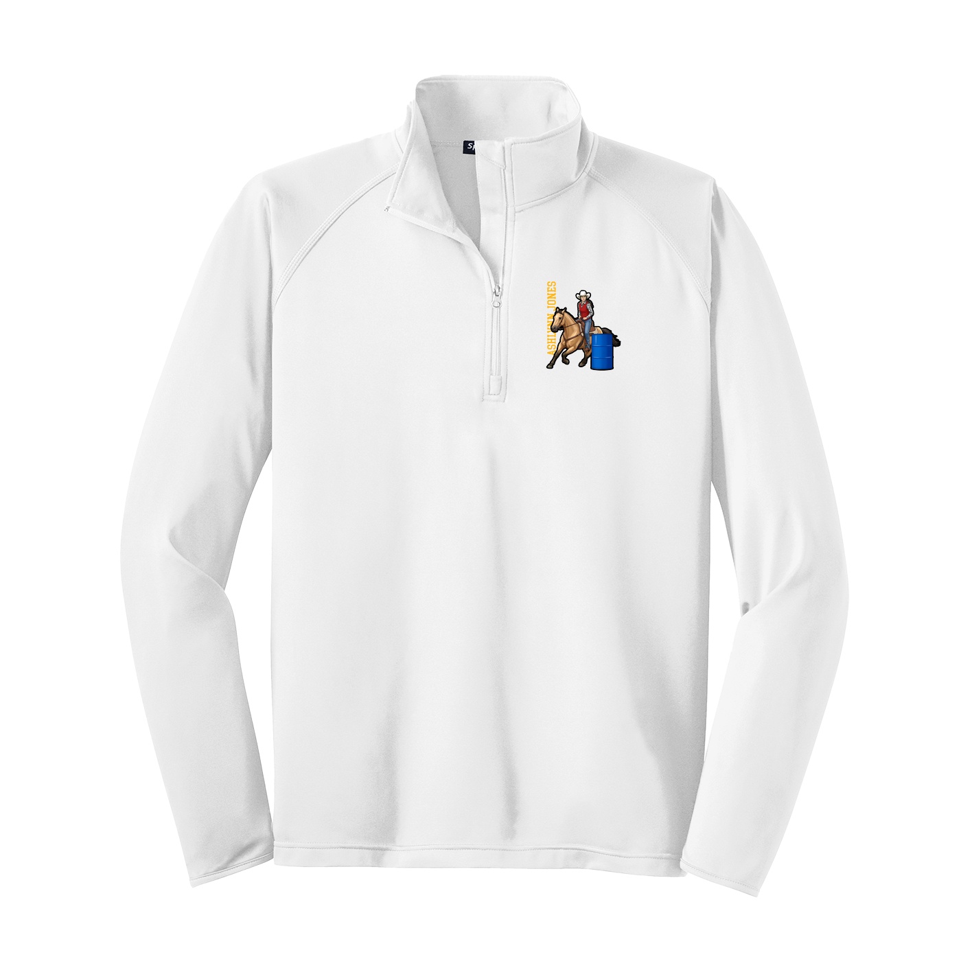 Q-Zip Pullover — Name Vertical in White