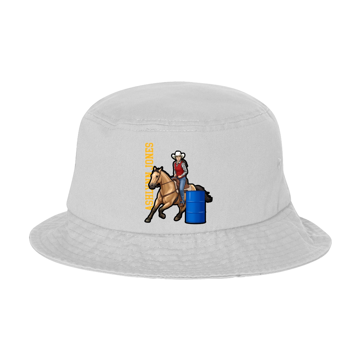 Bucket Cap — Name Vertical in White