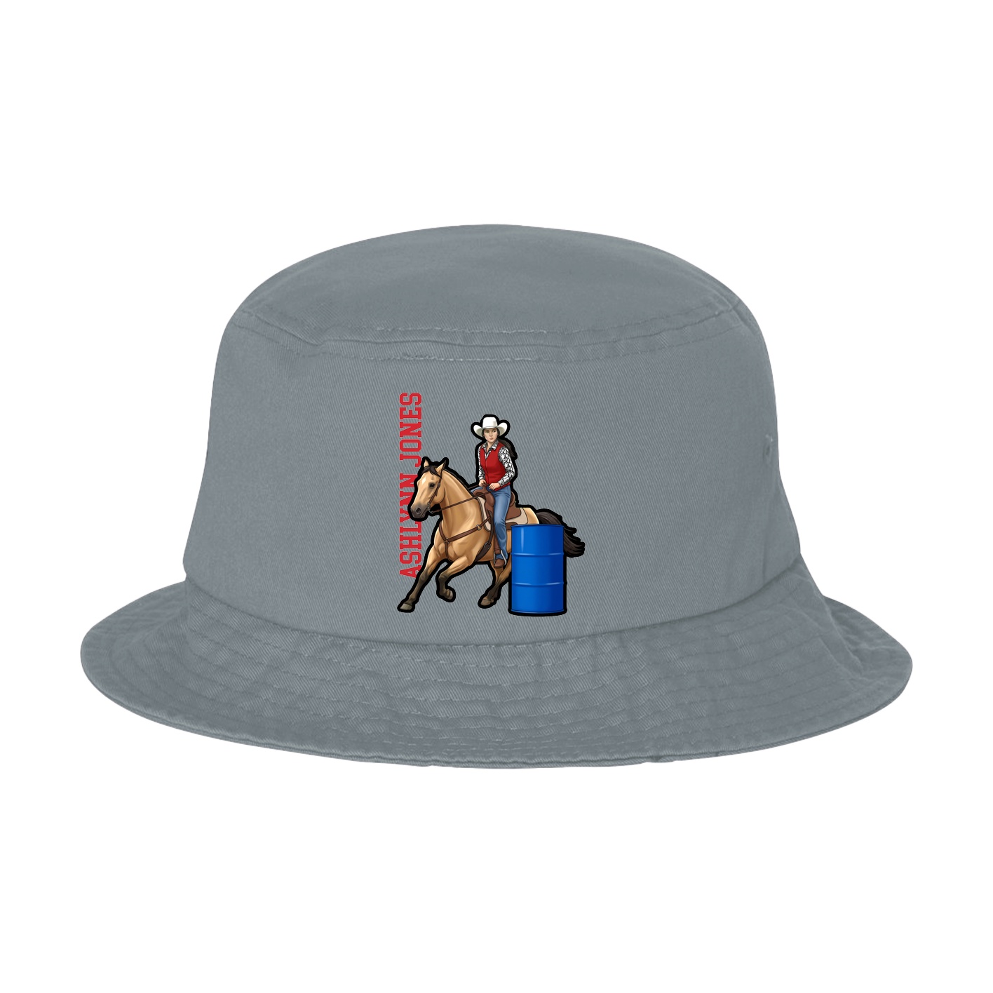 Bucket Cap — Name Vertical in Grey