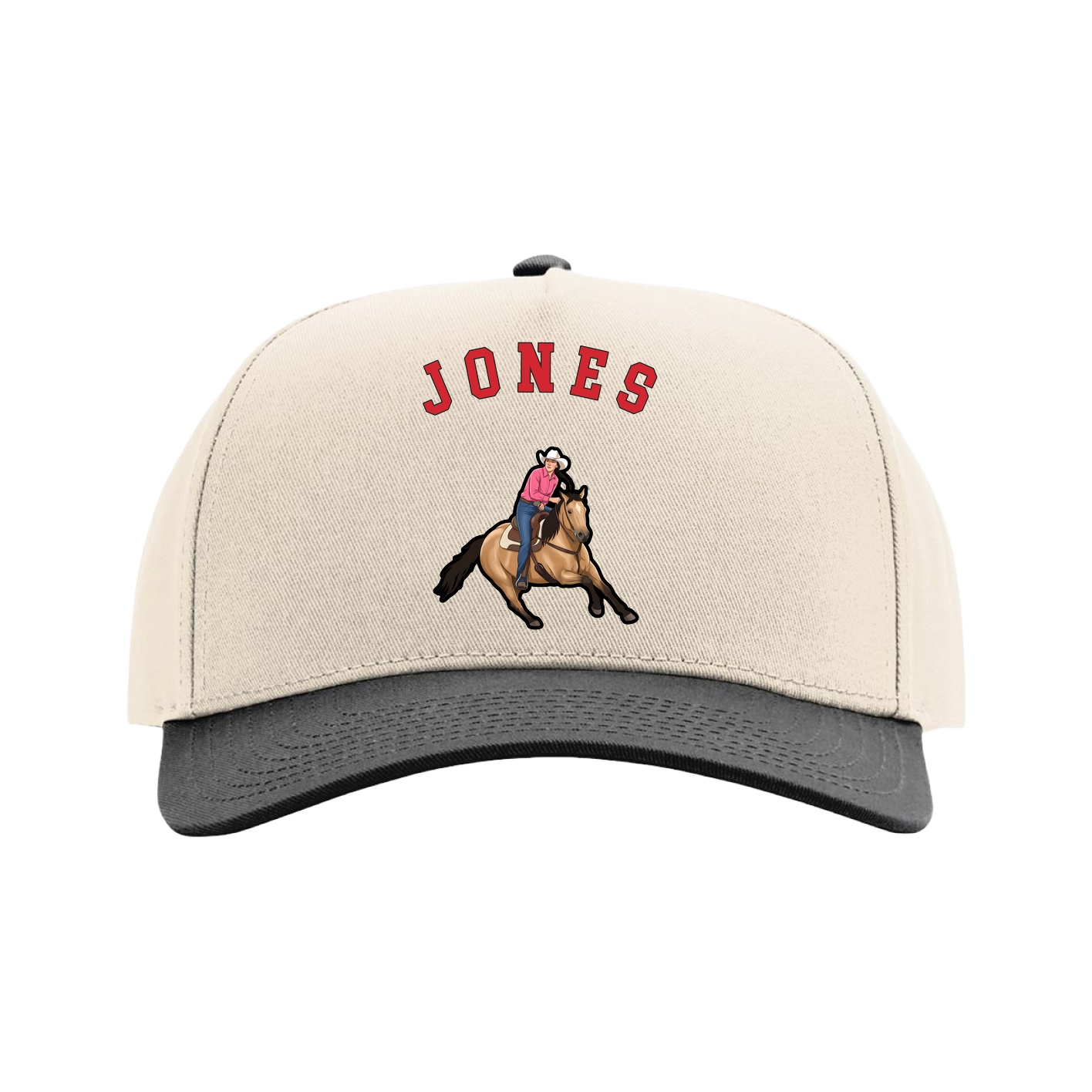 Full Fabric Five-Panel Champ Cap — Shirsey Arch in Cream/Black