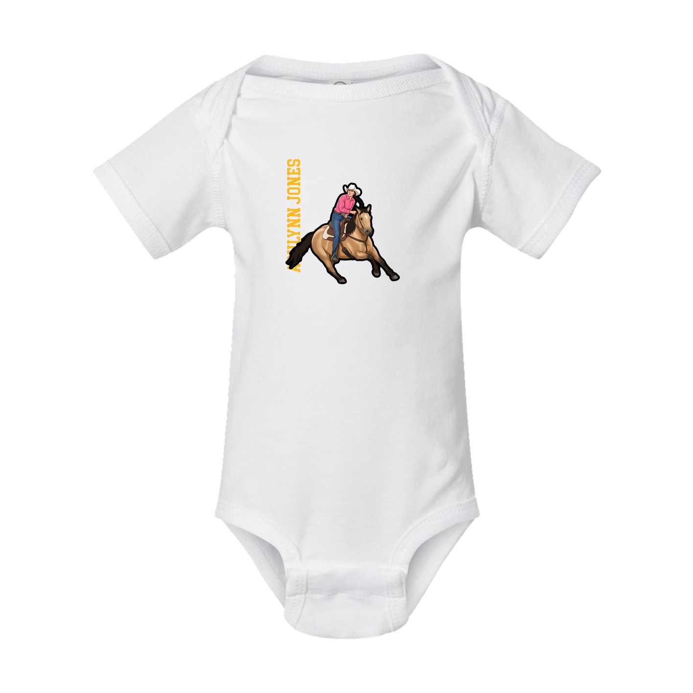 Baby Onesie — Name Vertical in White