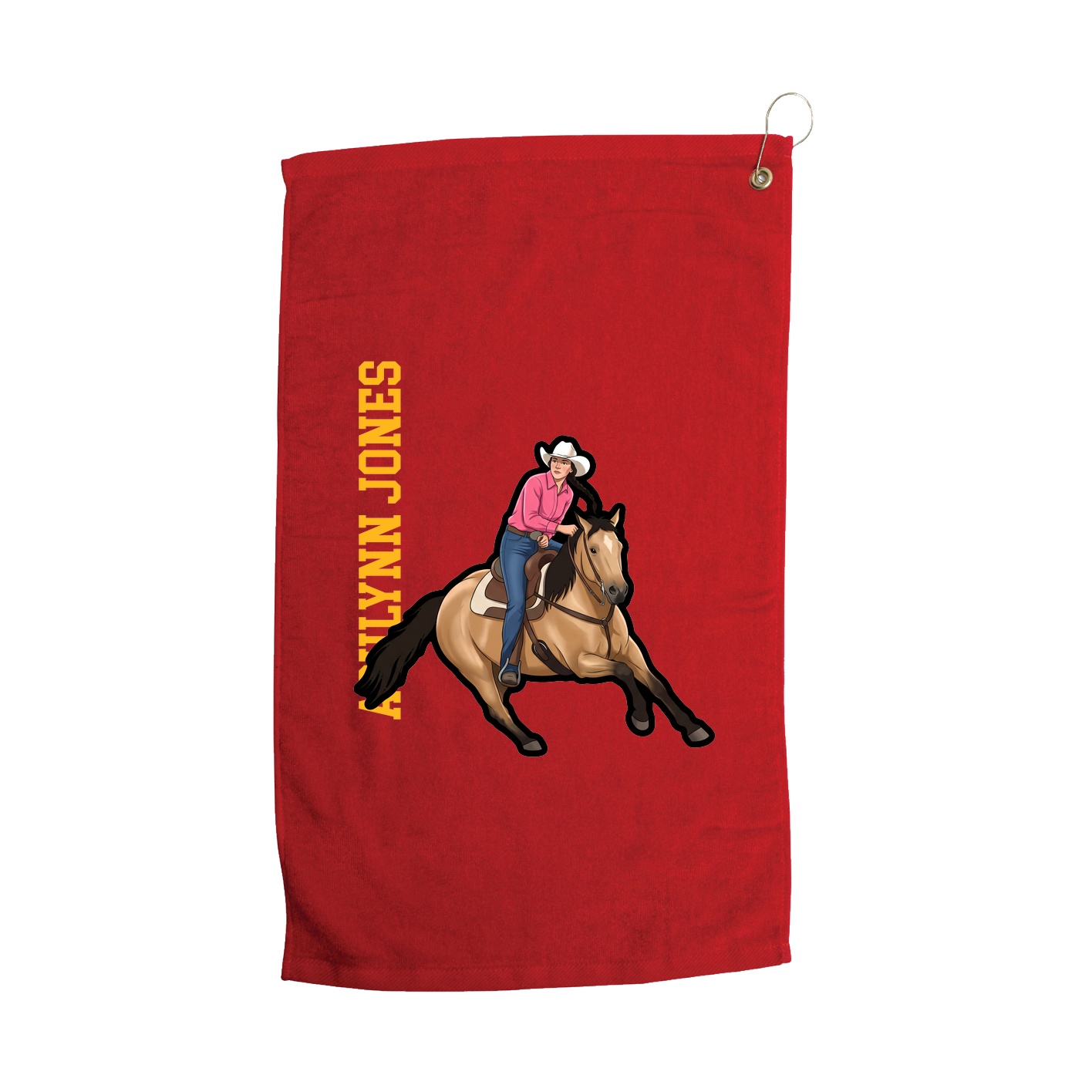 Golf Towel — Name Vertical in Red