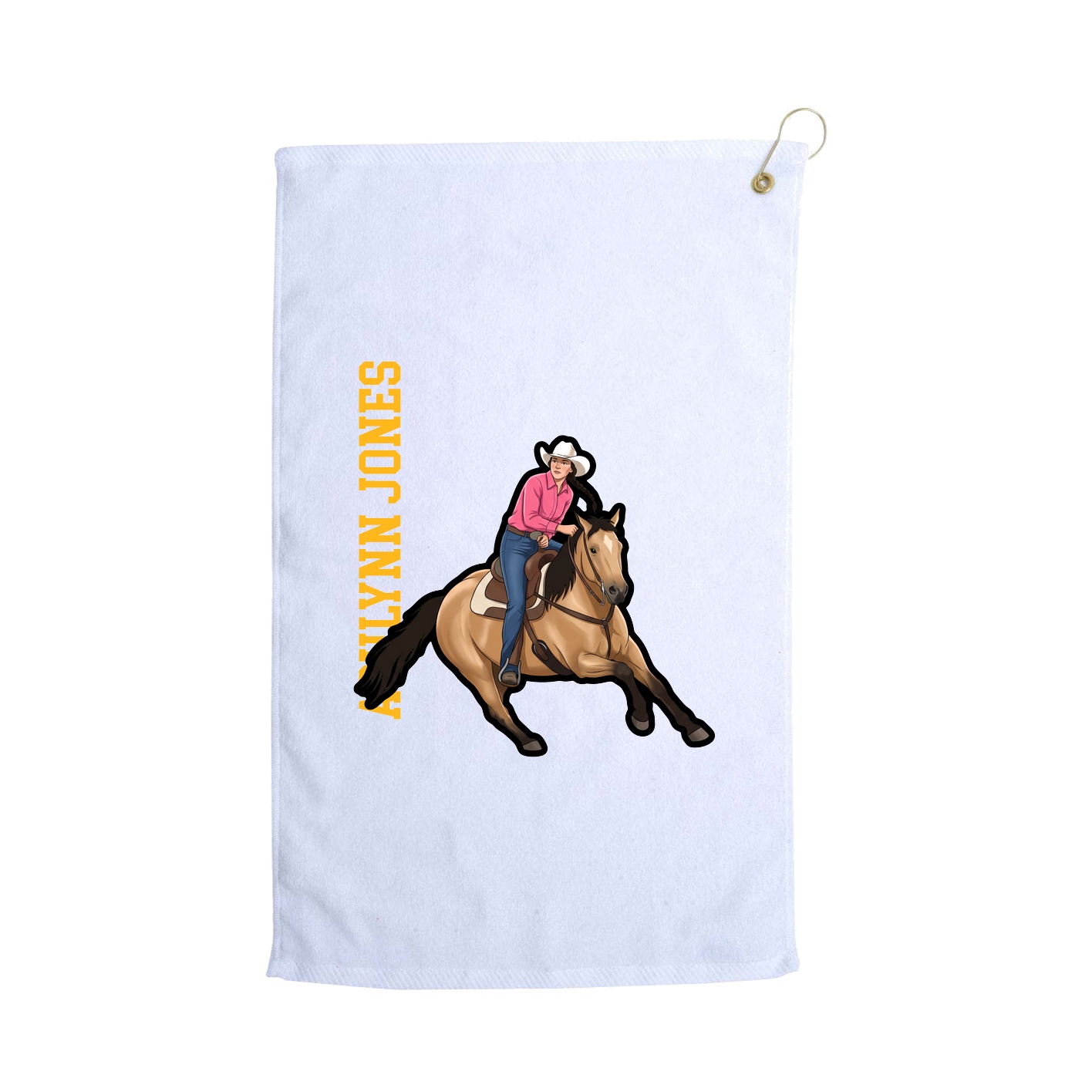 Golf Towel — Name Vertical in White