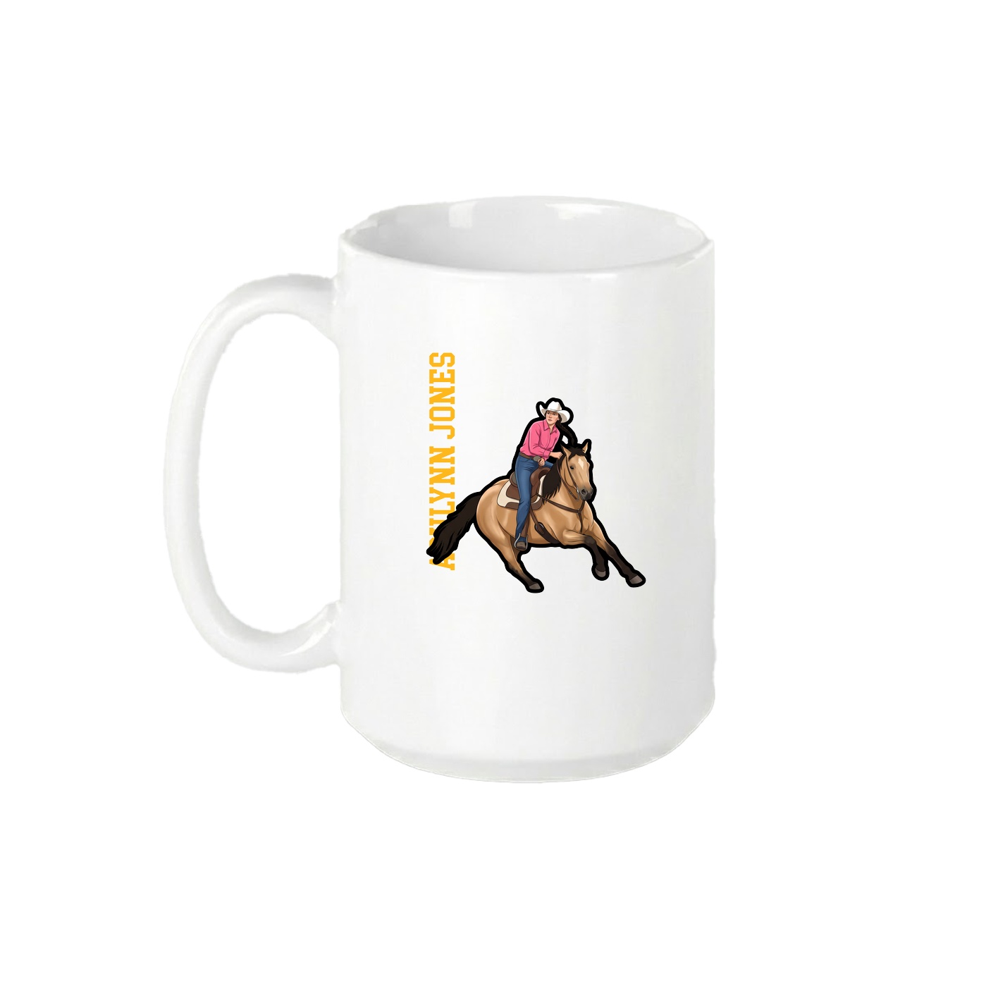 15oz Coffee Mug — Name Vertical in White