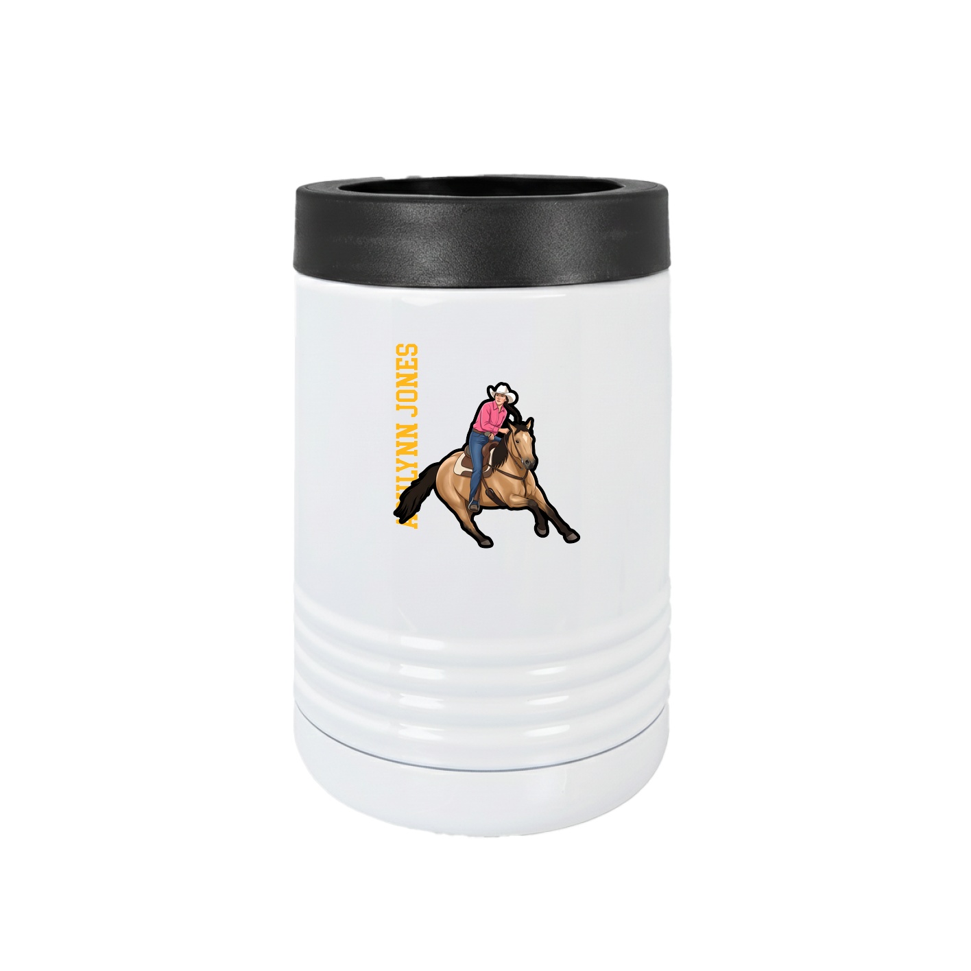 Beverage Holder — Name Vertical in White