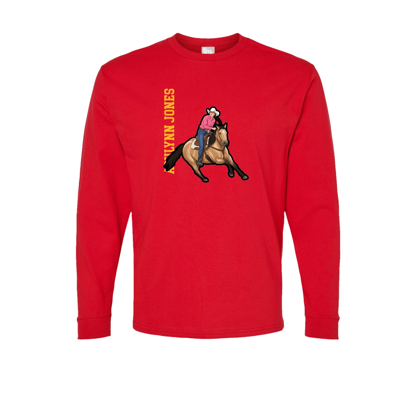 Long Sleeve Tee — Name Vertical in Red
