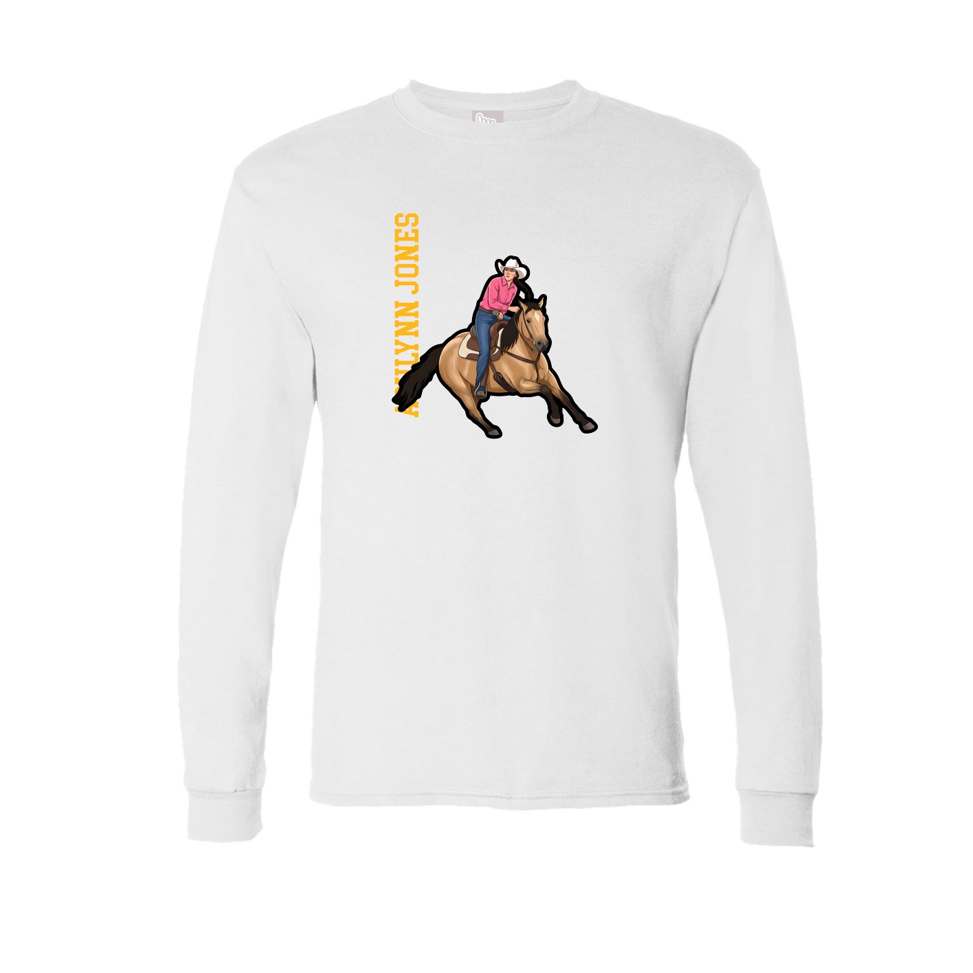 Long Sleeve Tee — Name Vertical in White