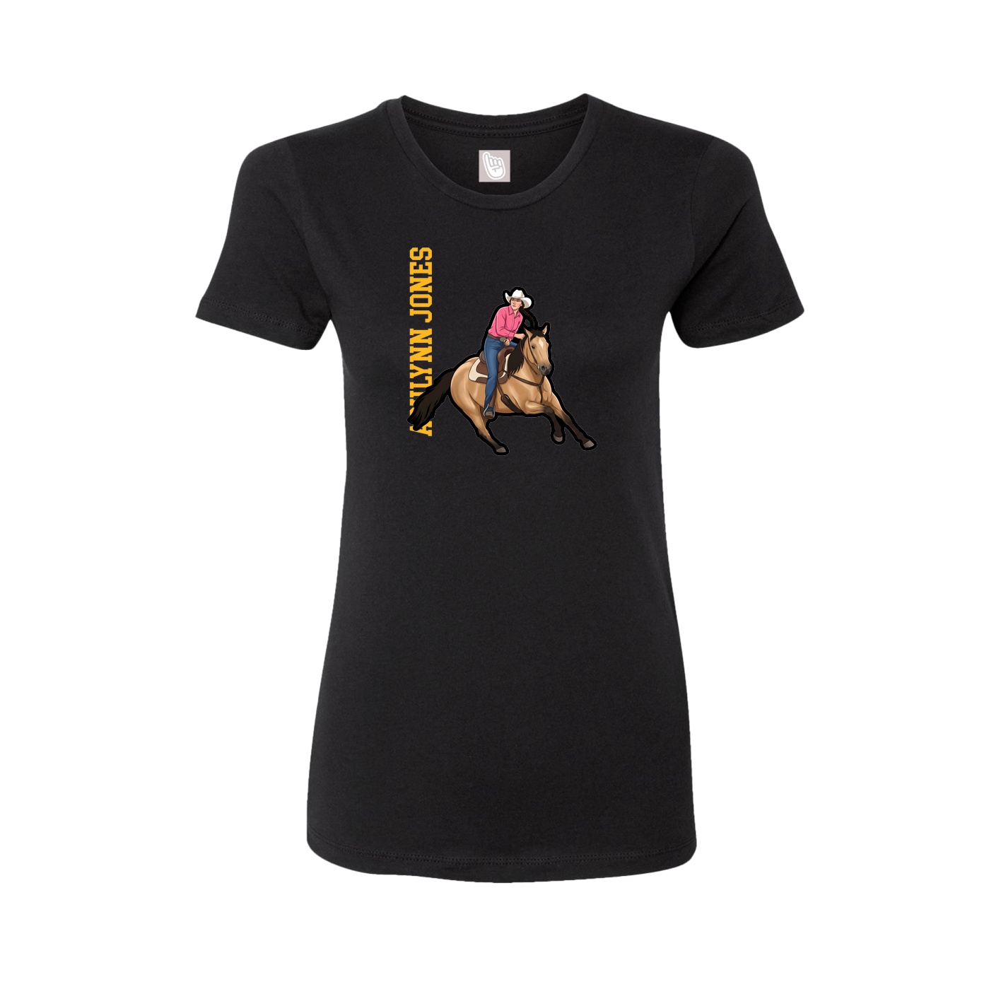 Womens Tee — Name Vertical in Black
