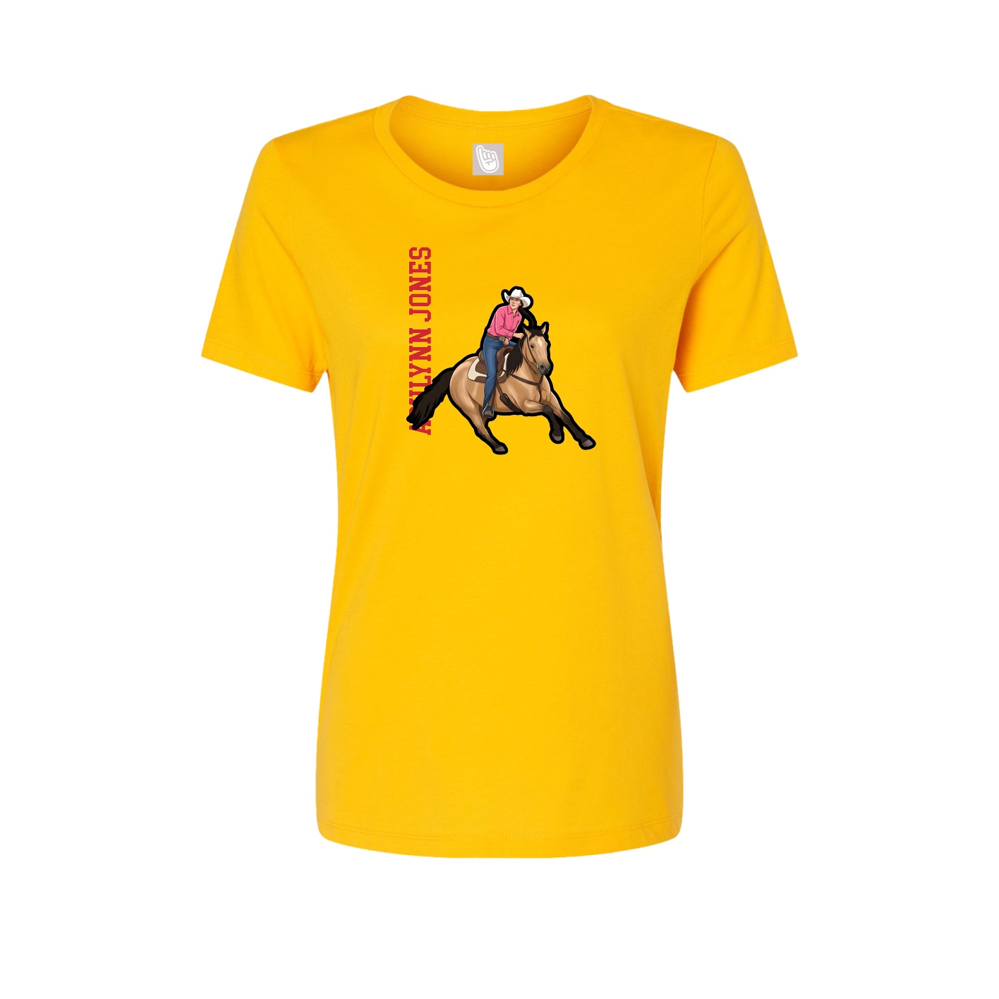 Fitted Women's Tee — Name Vertical in Gold
