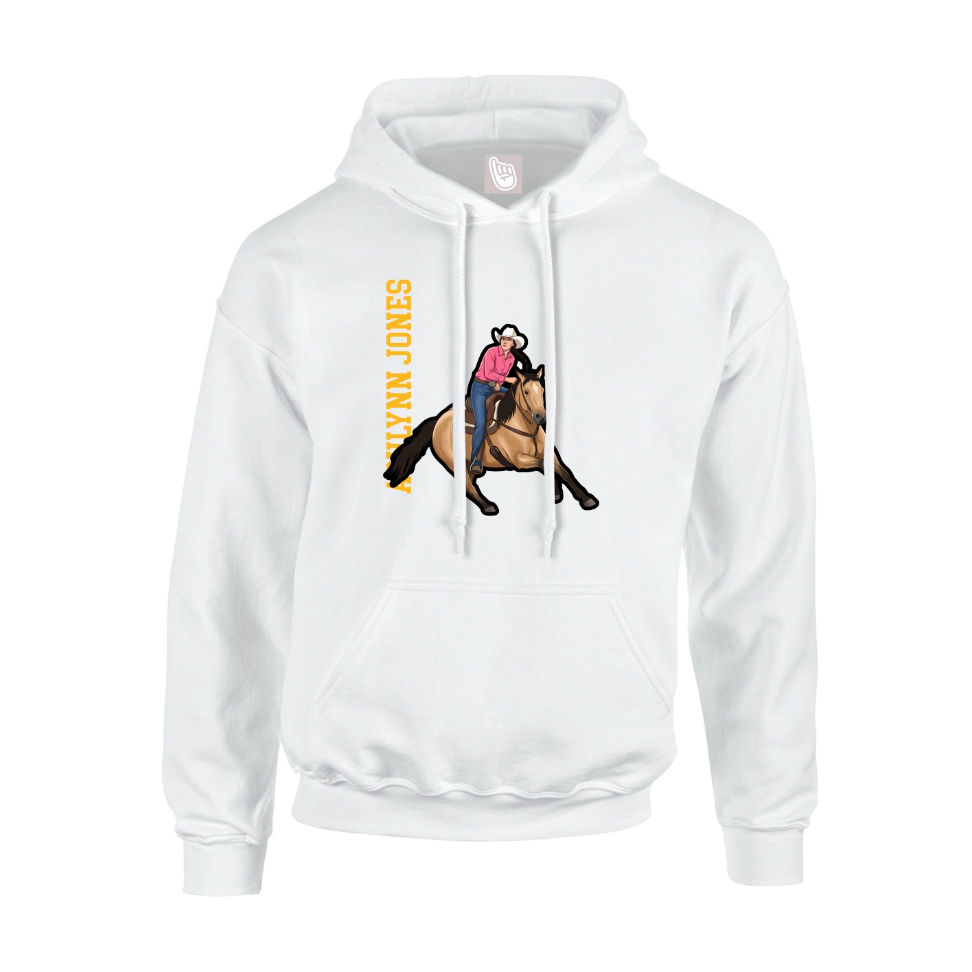 Youth Hoodie — Name Vertical in White