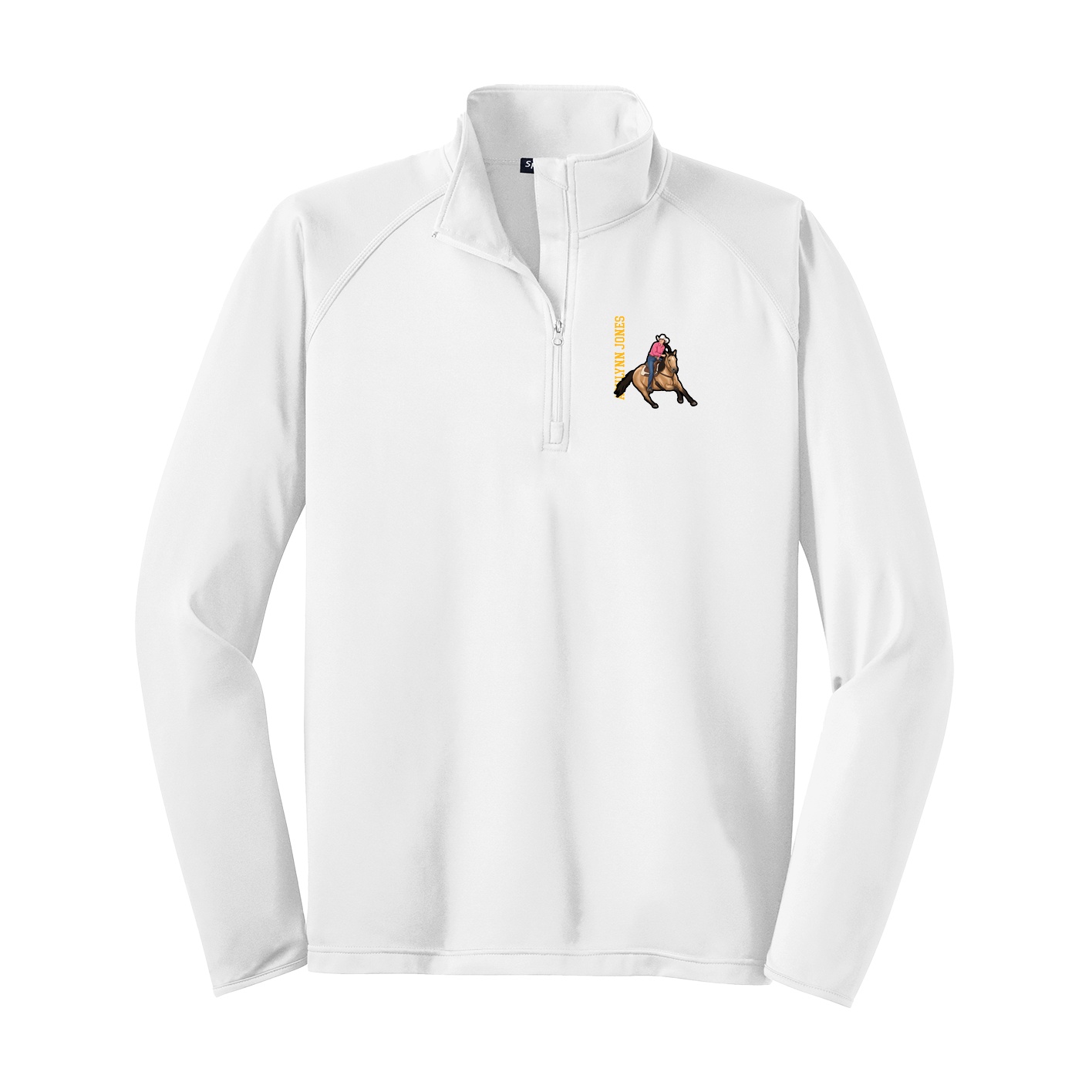 Q-Zip Pullover — Name Vertical in White