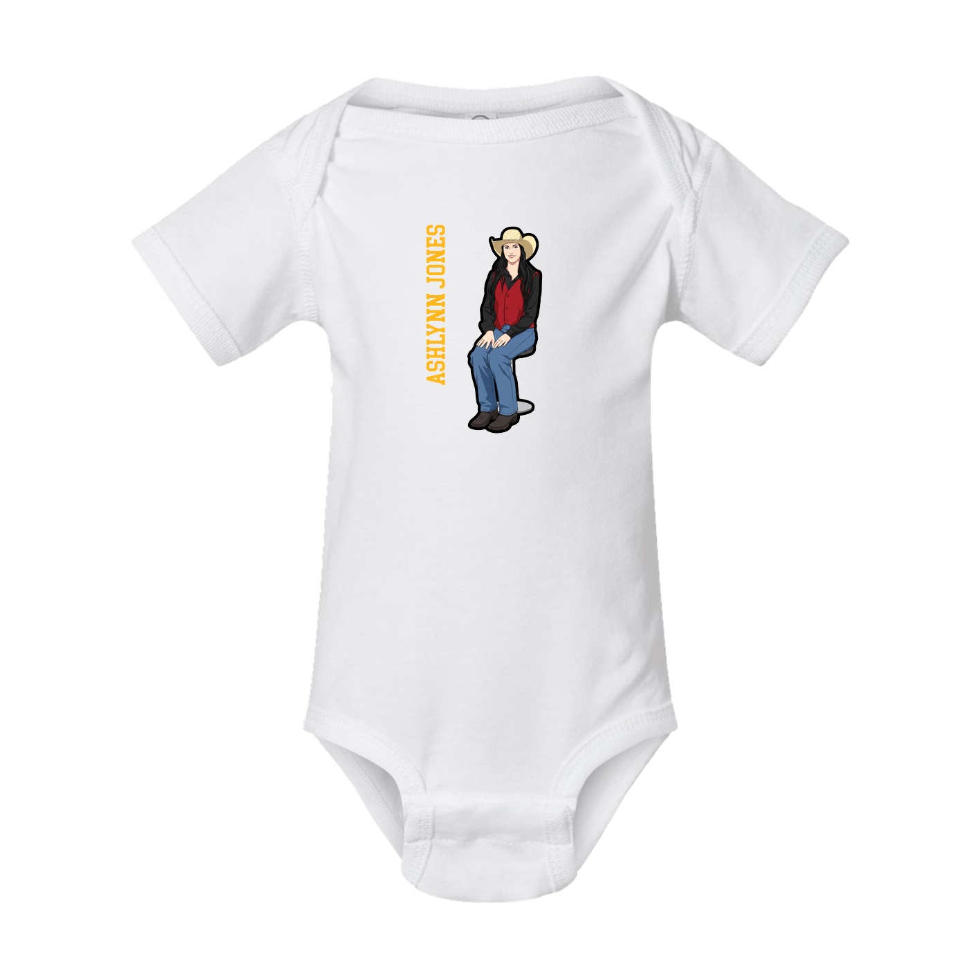 Baby Onesie — Name Vertical in White