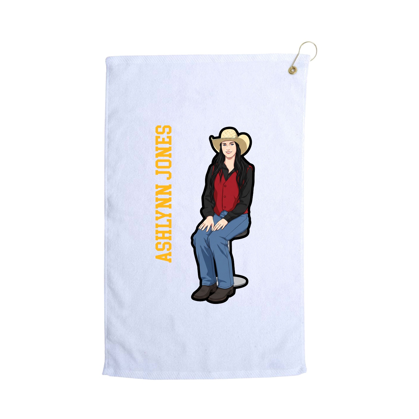 Golf Towel — Name Vertical in White