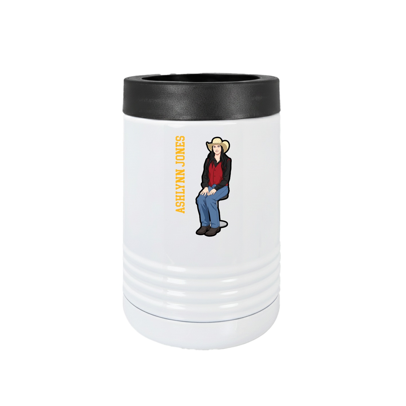 Beverage Holder — Name Vertical in White