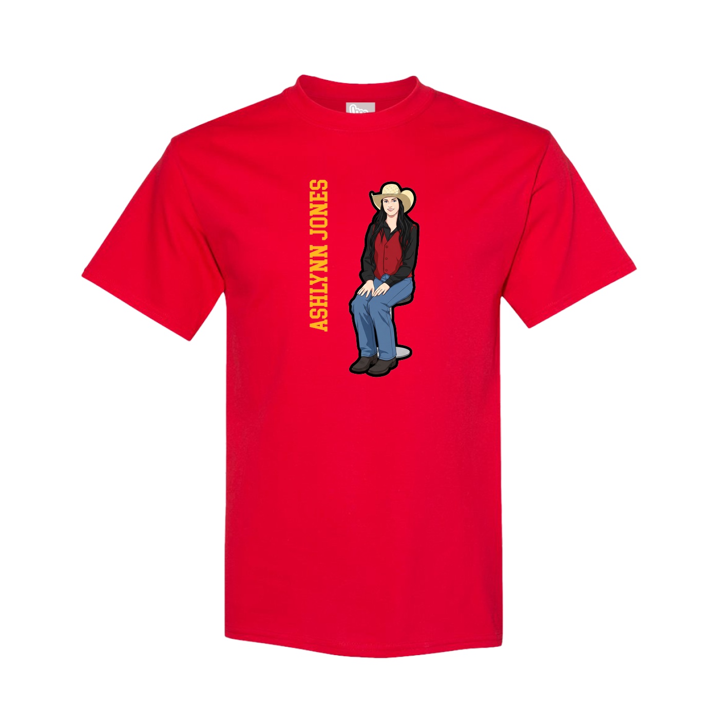 Tee — Name Vertical in Red