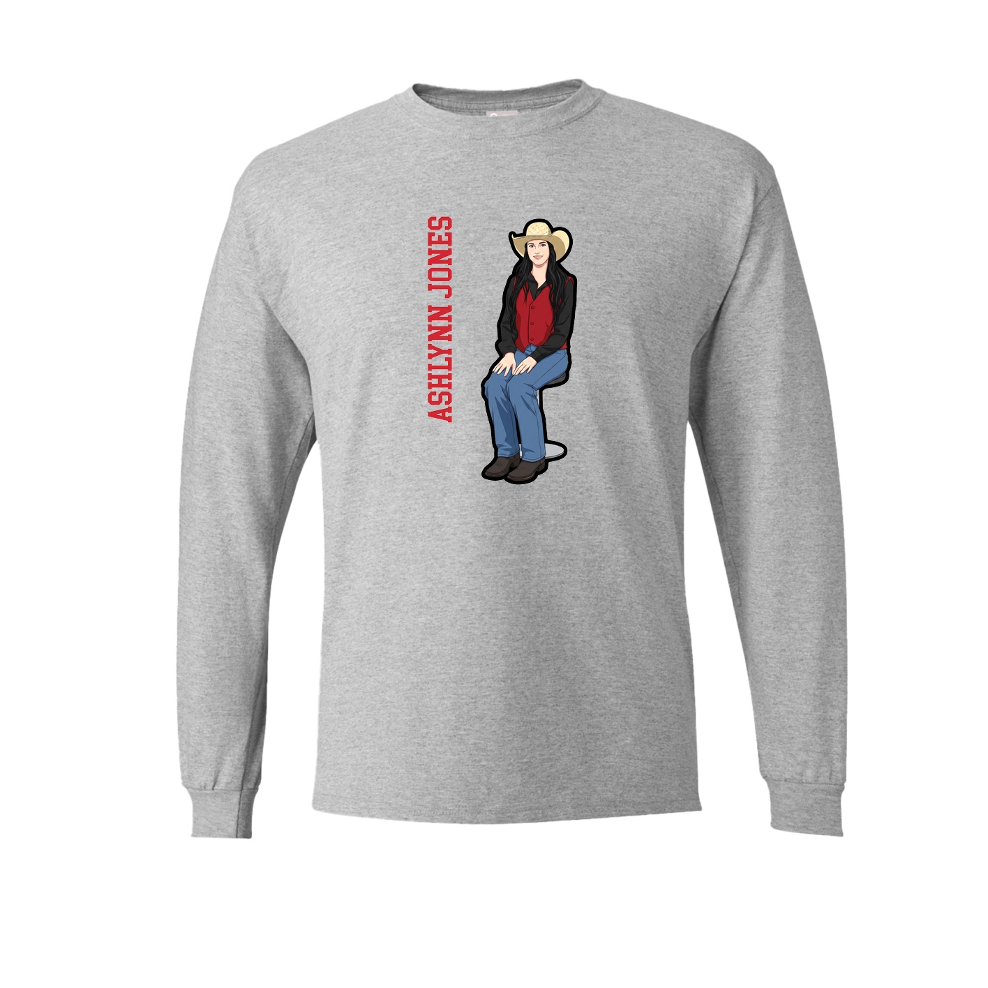 Long Sleeve Tee — Name Vertical in Grey