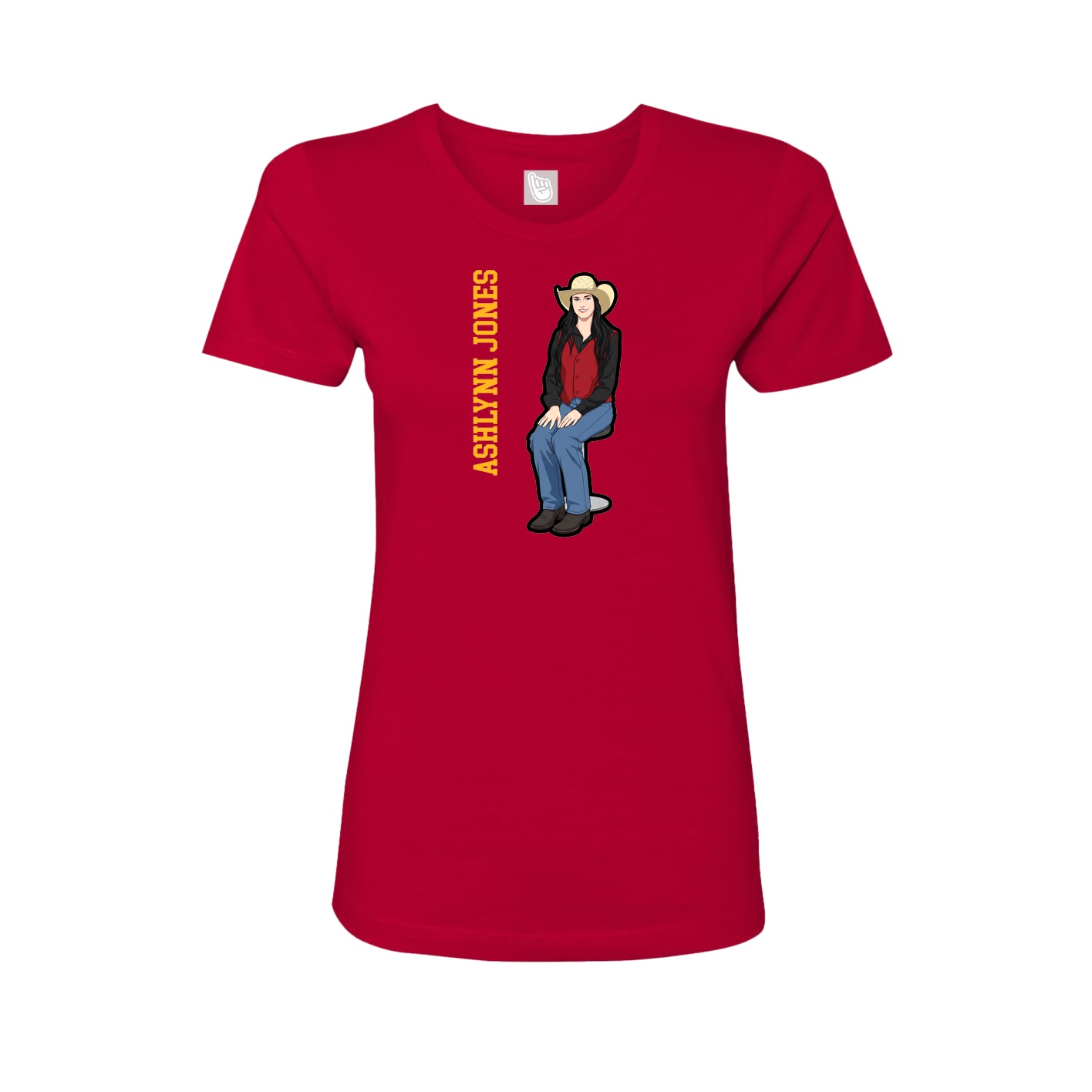 Womens Tee — Name Vertical in Red