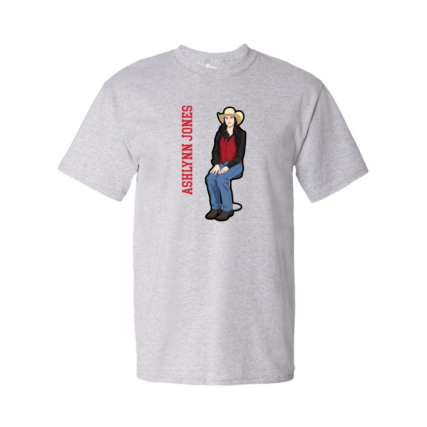 Youth Tee — Name Vertical in Grey