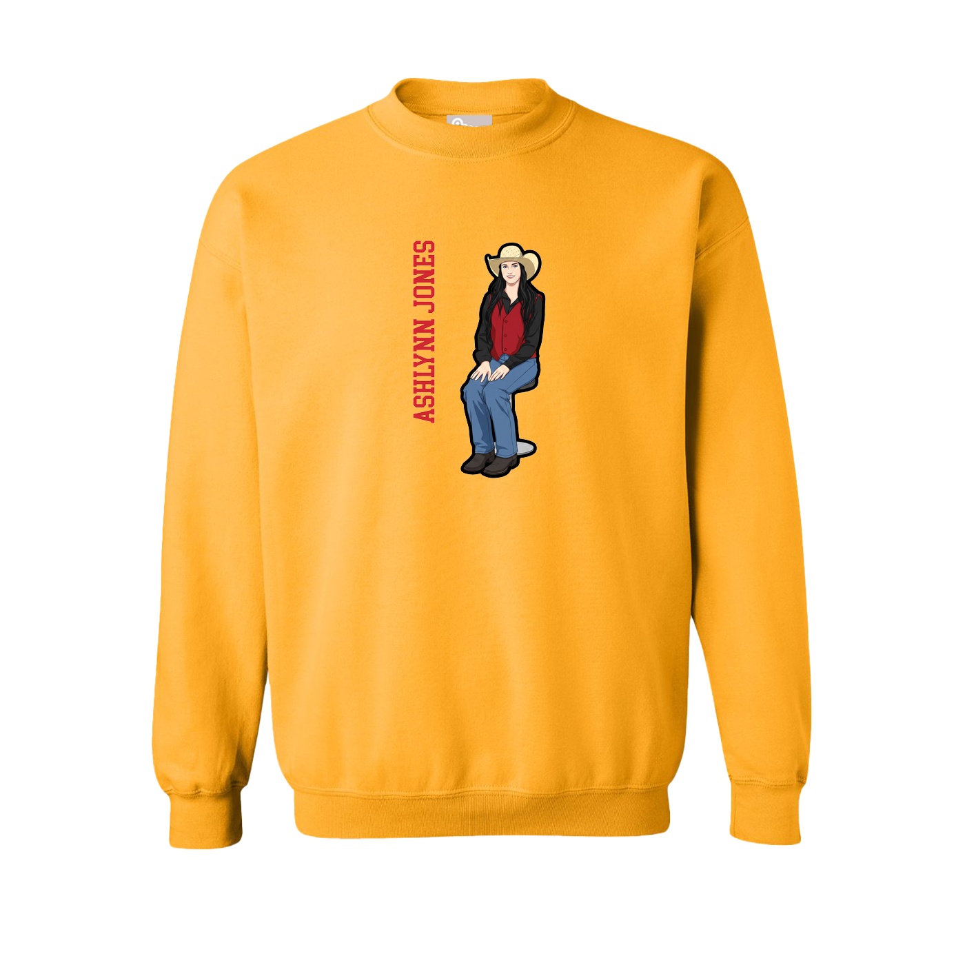 Fleece Crew — Name Vertical in Gold
