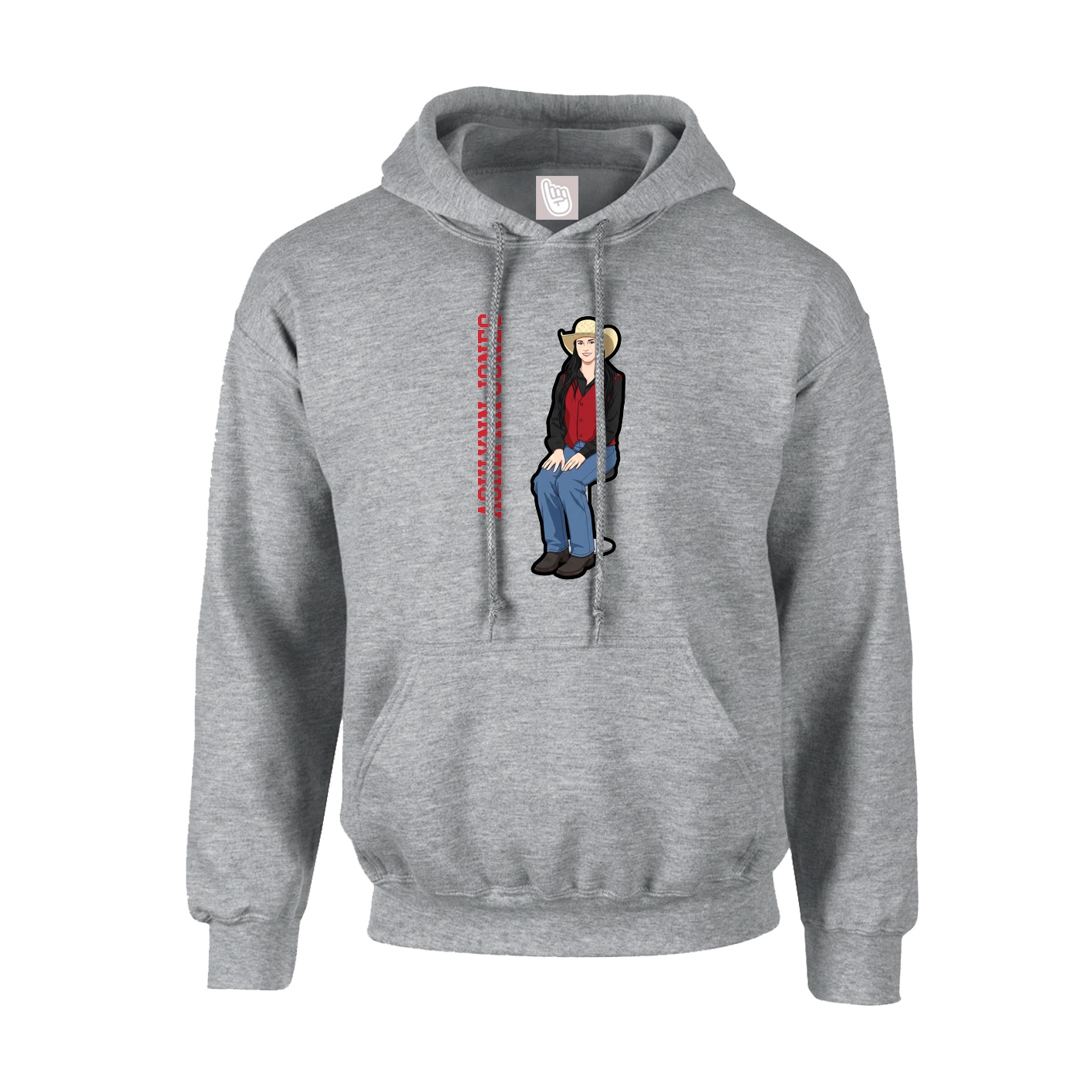Youth Hoodie — Name Vertical in Grey