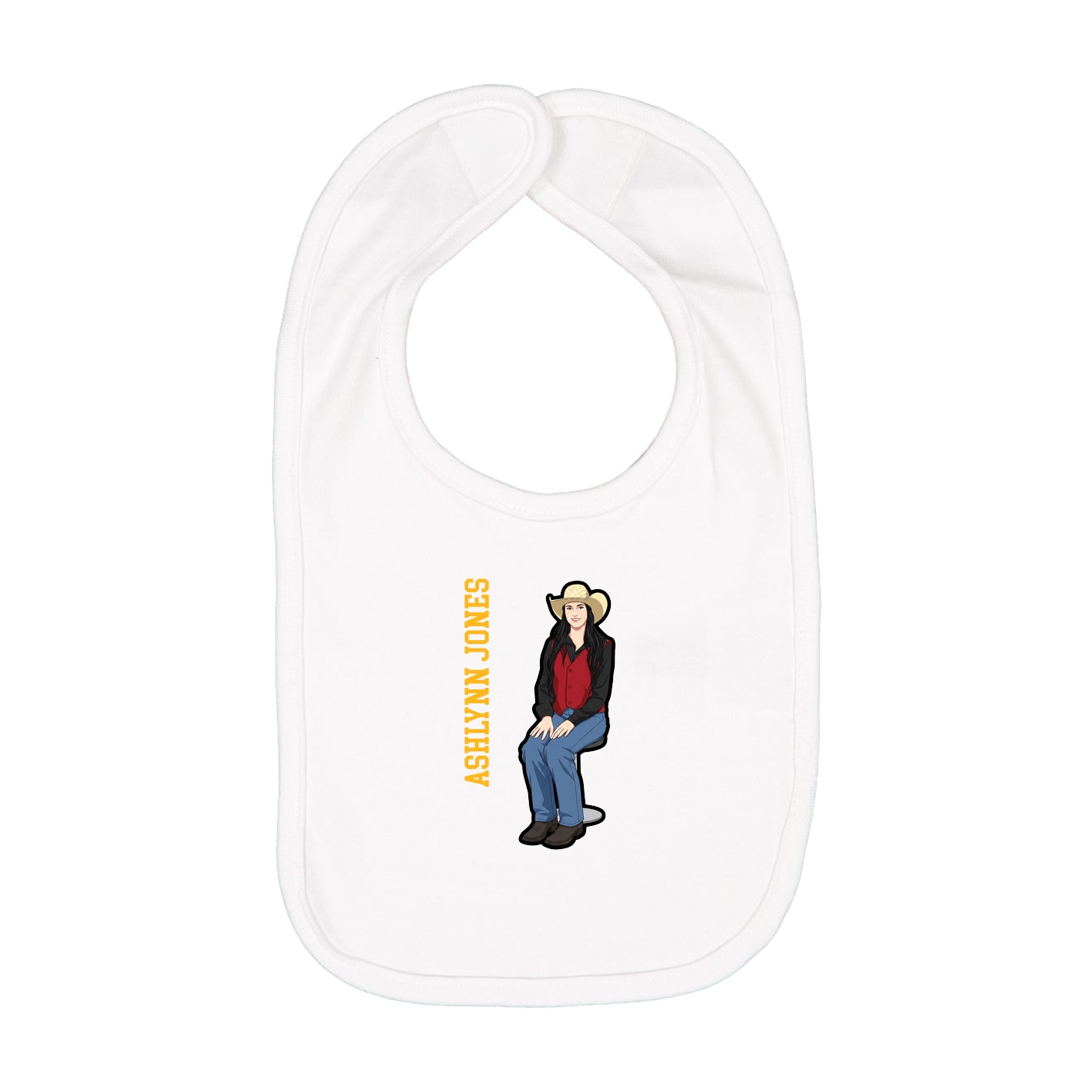 Infant Bib — Name Vertical in White