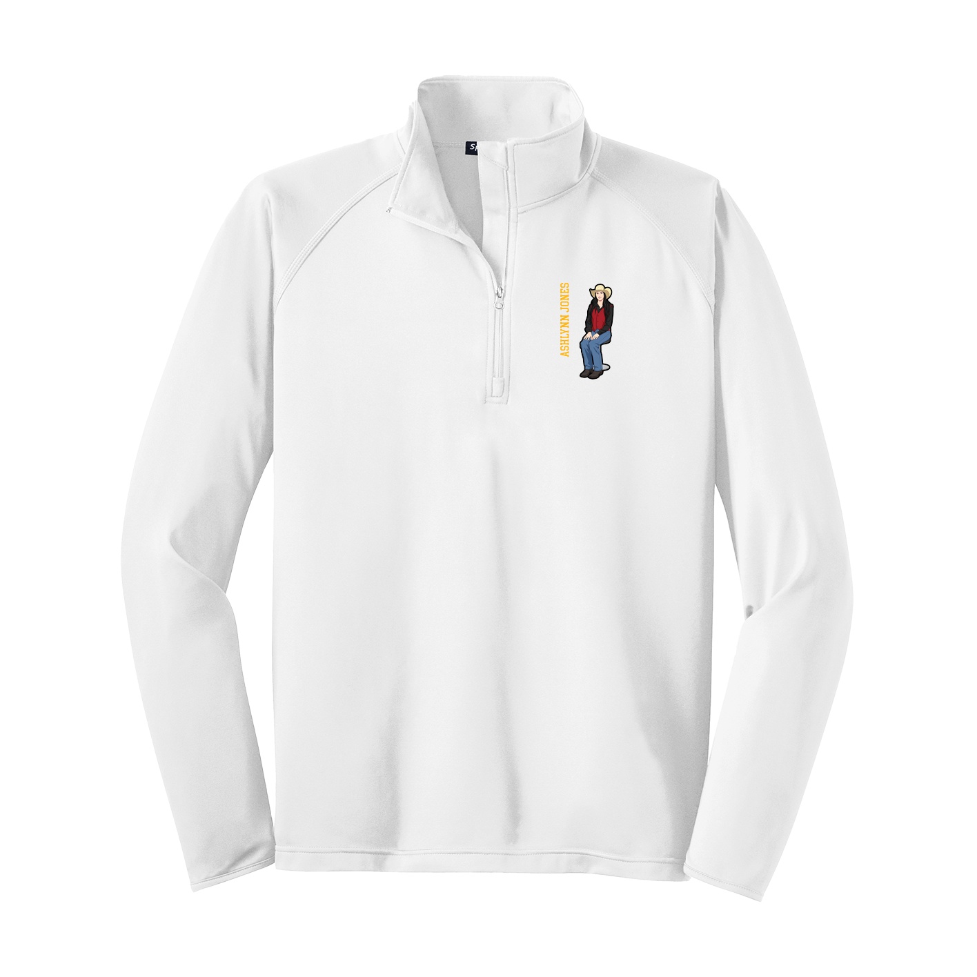 Q-Zip Pullover — Name Vertical in White