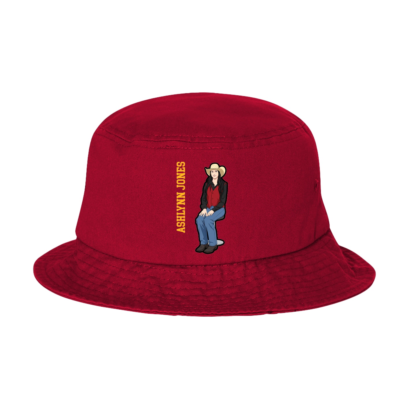 Bucket Cap — Name Vertical in Red