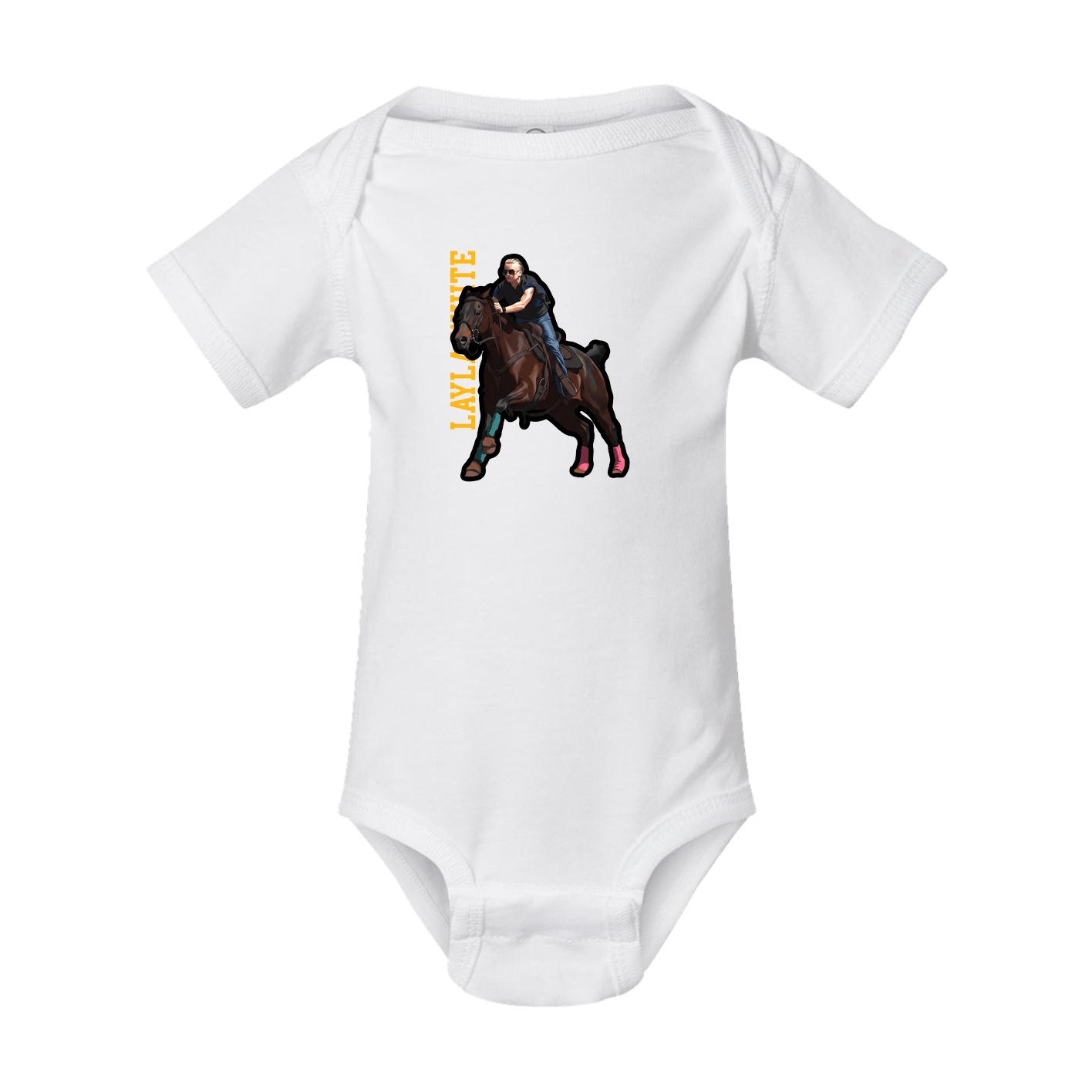 Baby Onesie — Name Vertical in White
