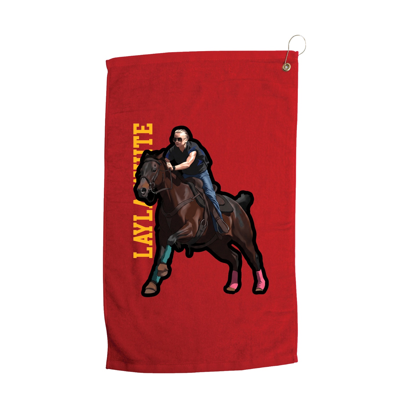 Golf Towel — Name Vertical in Red