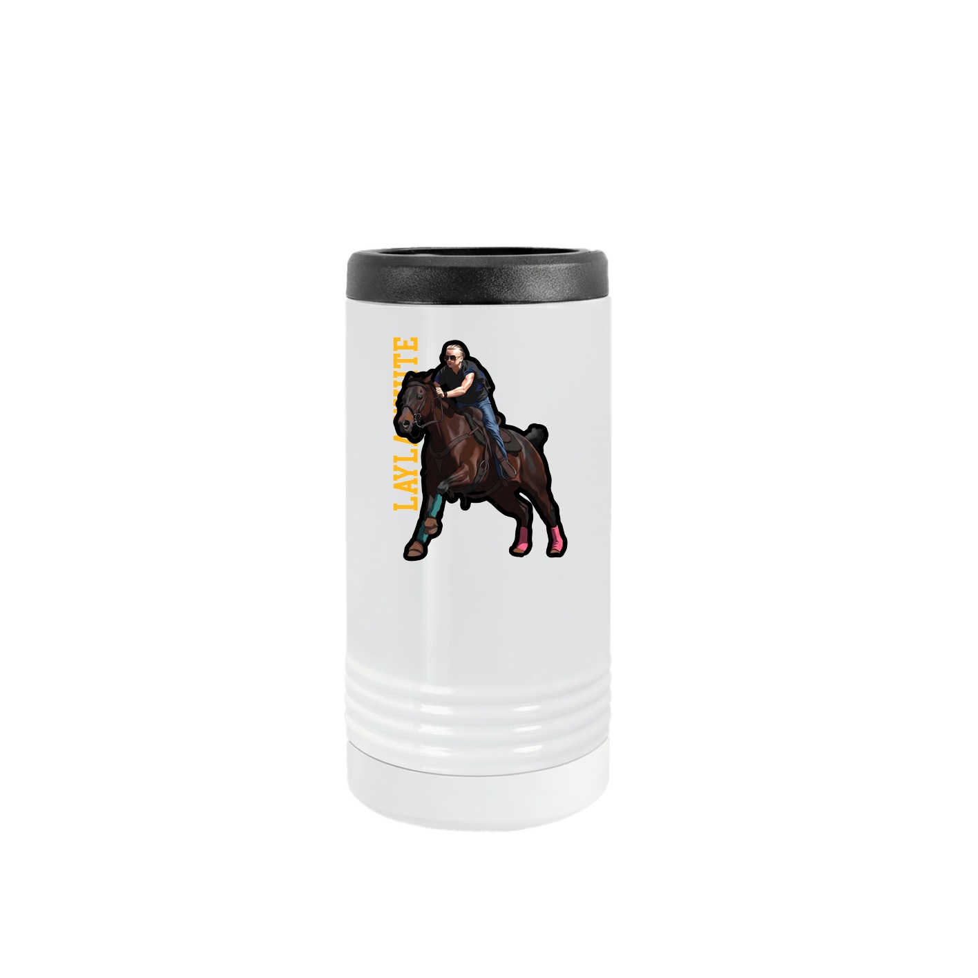Slim Beverage Holder — Name Vertical in White
