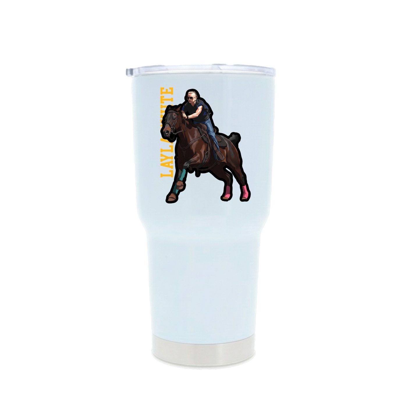 30oz Stainless Steel Tumbler — Name Vertical in White