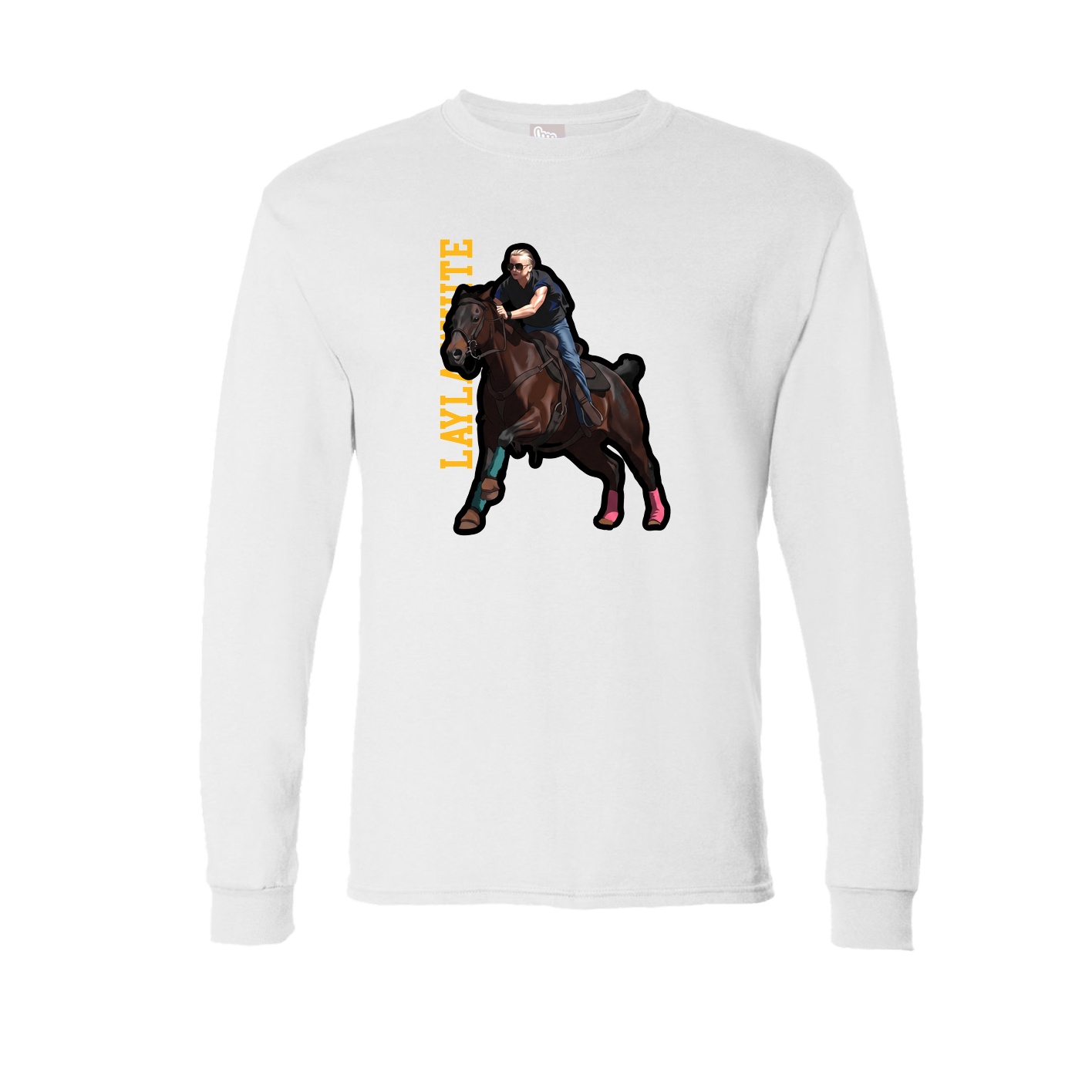 Long Sleeve Tee — Name Vertical in White