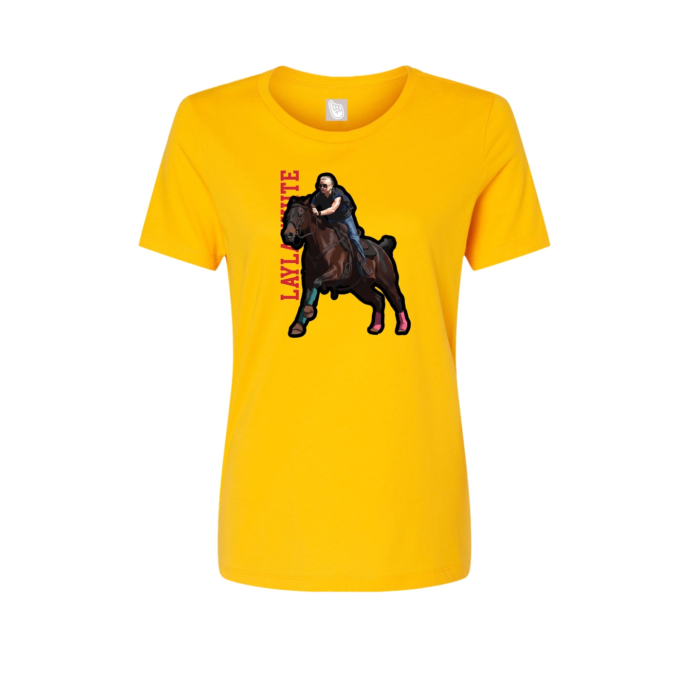 Womens Tee — Name Vertical in Gold