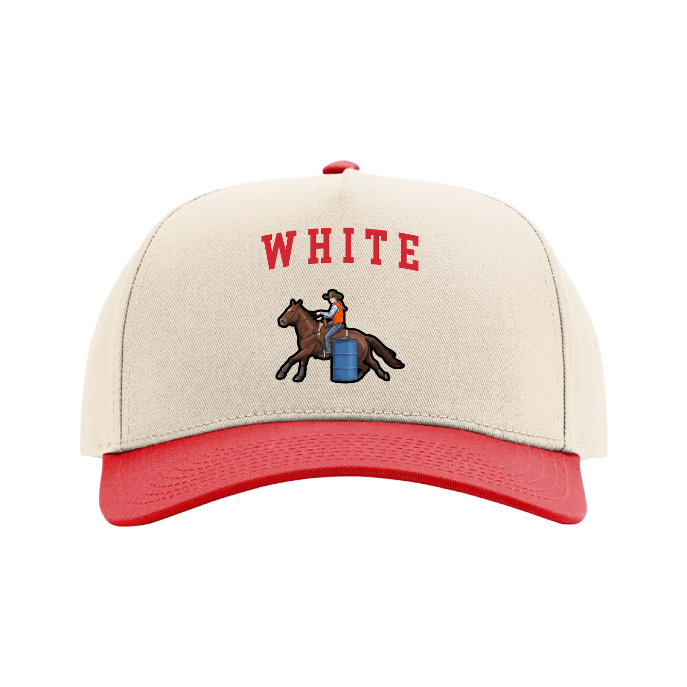Full Fabric Five-Panel Champ Cap — Shirsey in Cream/Red