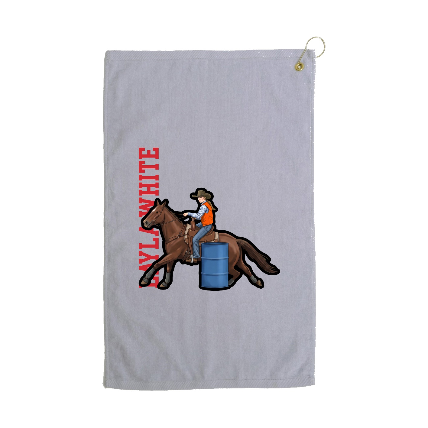 Golf Towel — Name Vertical in Grey