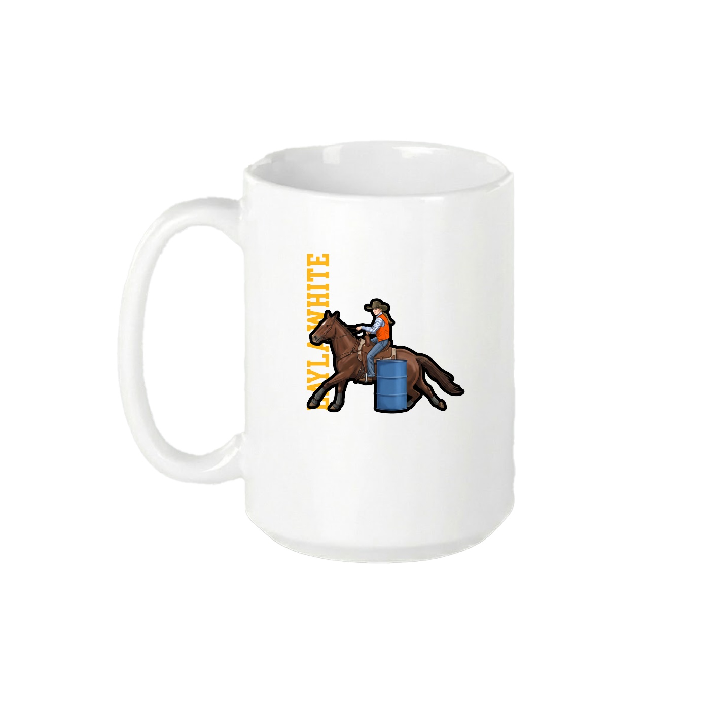15oz Coffee Mug — Name Vertical in White