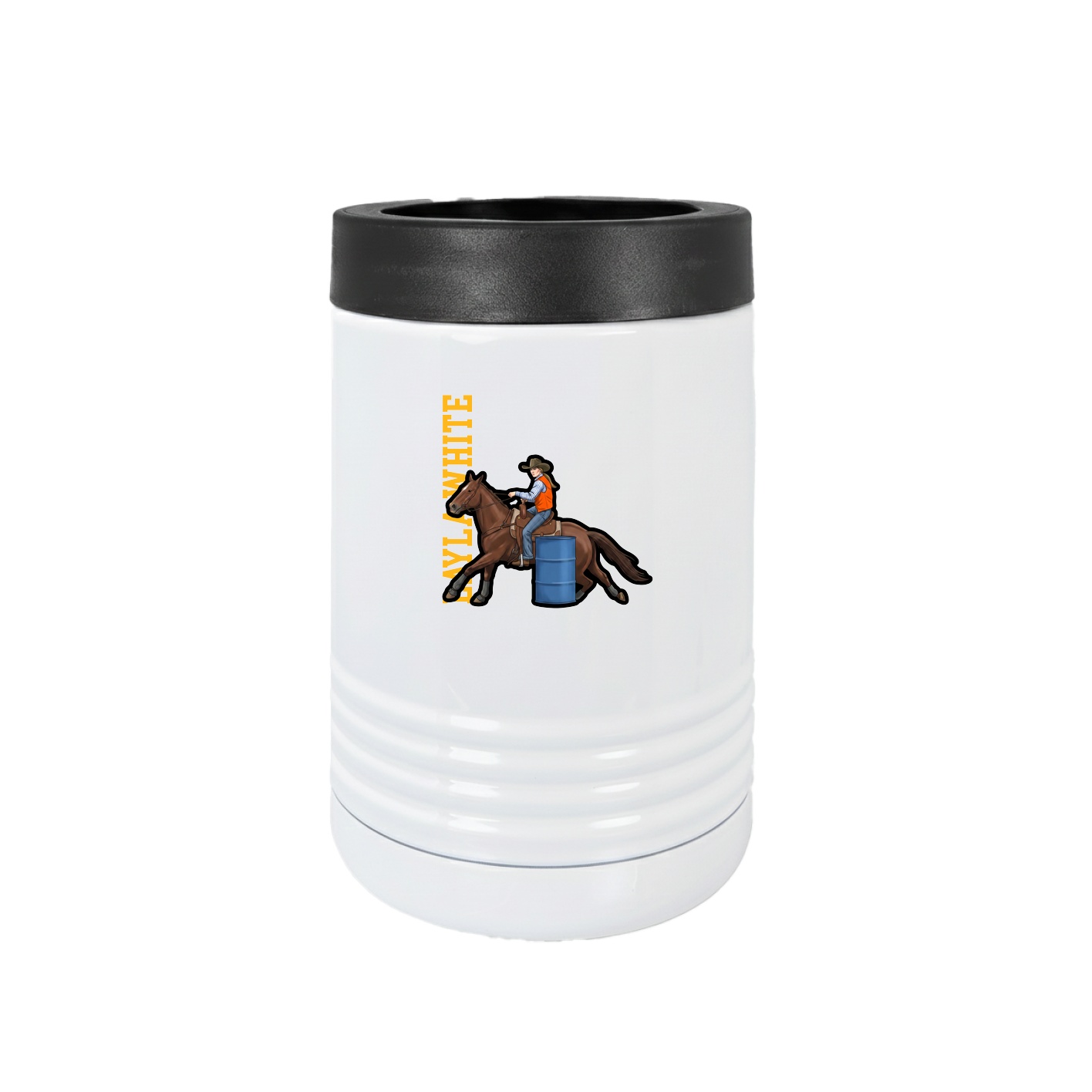 Beverage Holder — Name Vertical in White