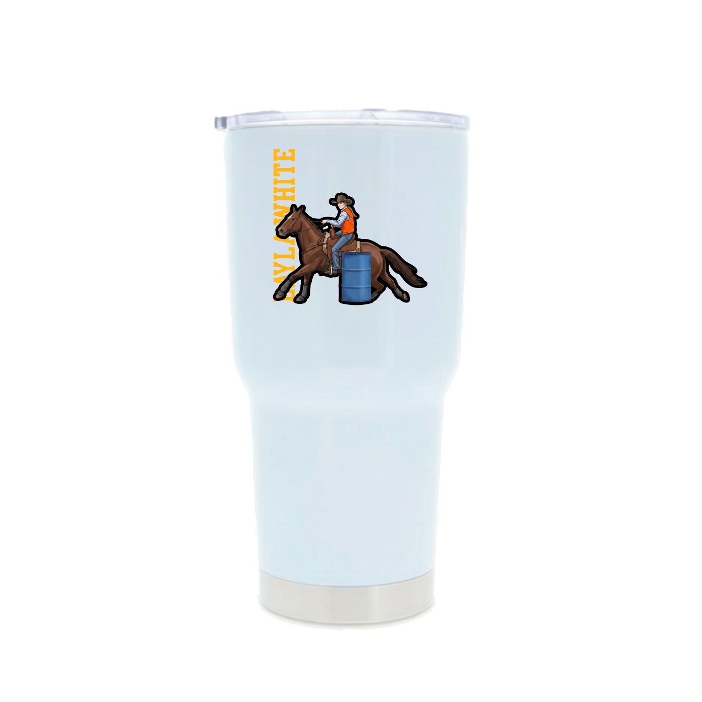 30oz Stainless Steel Tumbler — Name Vertical in White