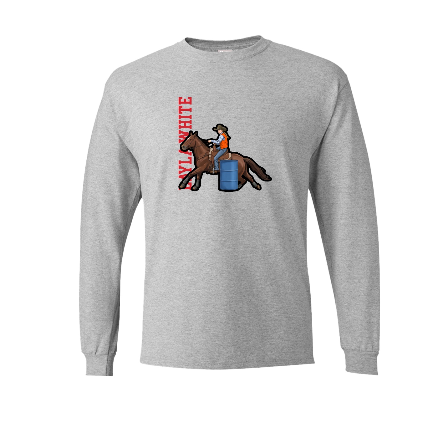 Long Sleeve Tee — Name Vertical in Grey