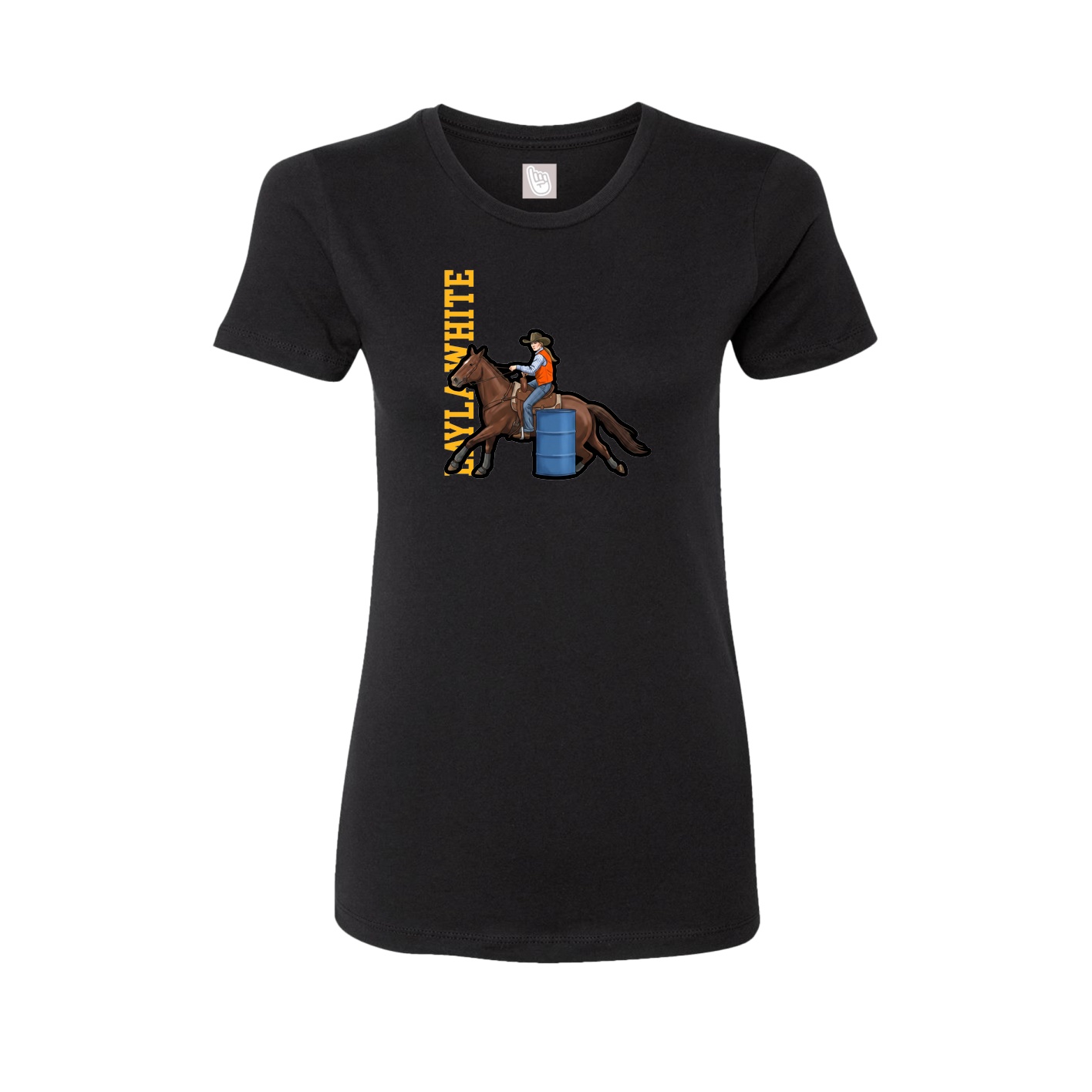 Womens Tee — Name Vertical in Black