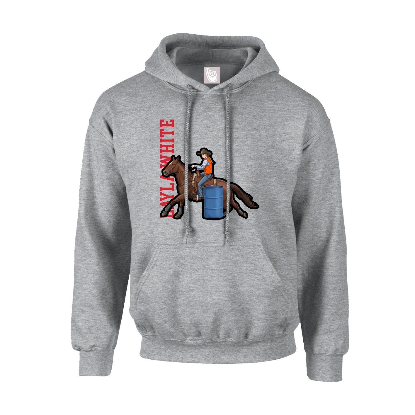 Hoodie — Name Vertical in Grey