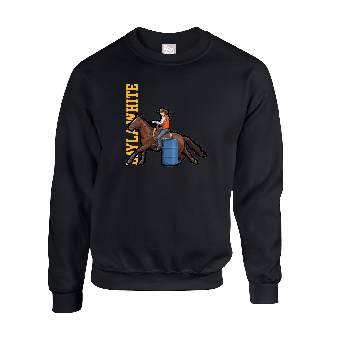 Fleece Crew — Name Vertical in Black