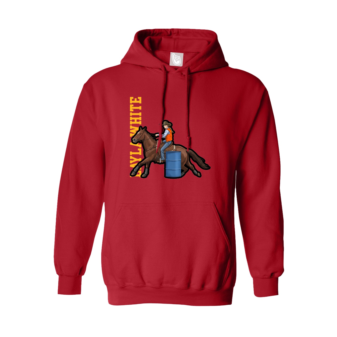 Youth Hoodie — Name Vertical in Red